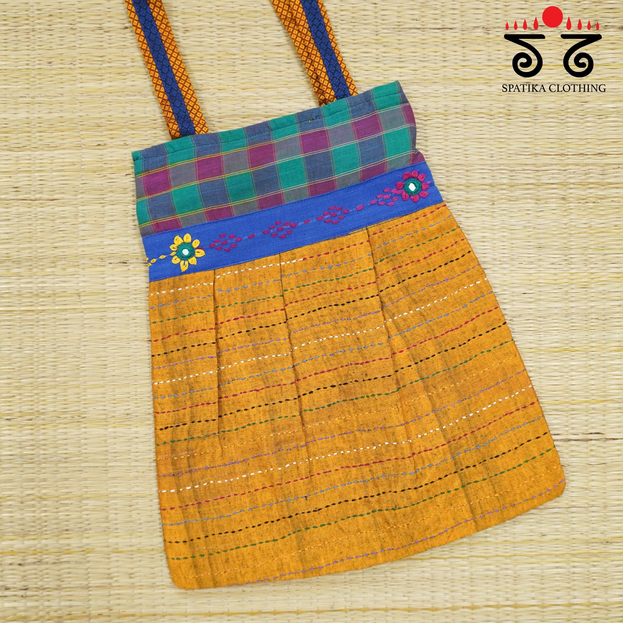 Mustard Lambani Hand Embroidered Hand Bag