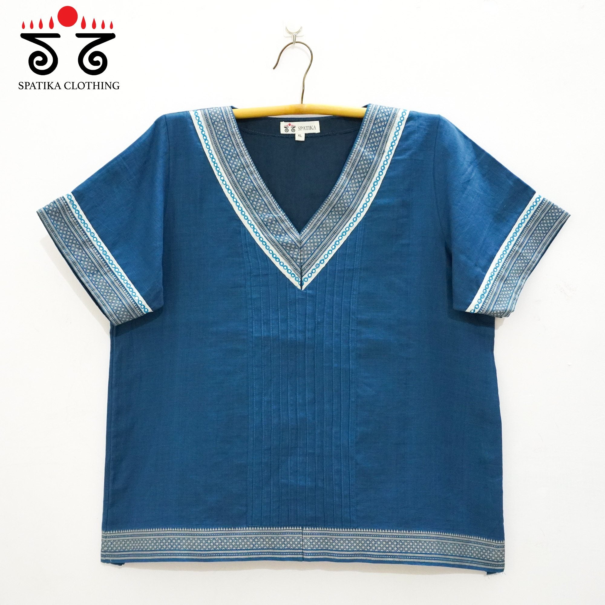 Blue Hand Embroidered women's Top