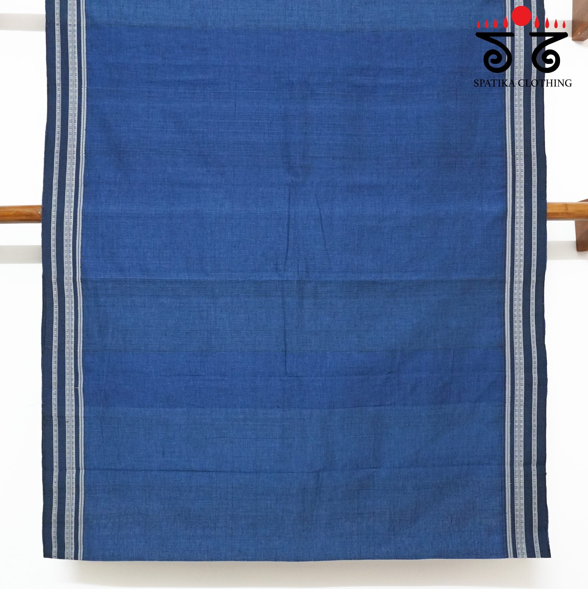 Blue Ilkal Handwoven Cotton Saree - Ajrak Blouse