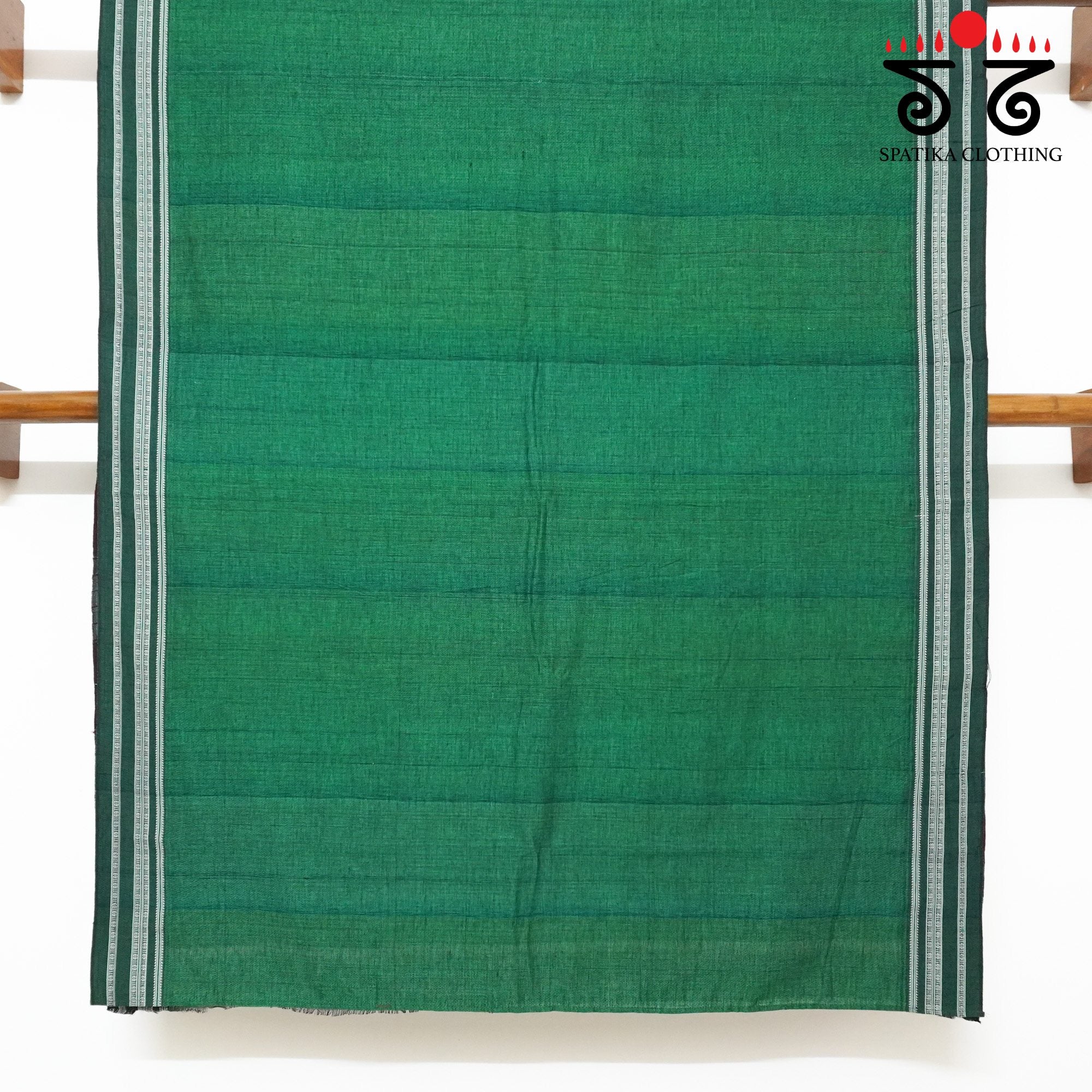 Green Ilkal Handwoven Cotton Saree - Pen Kalamkari Blouse