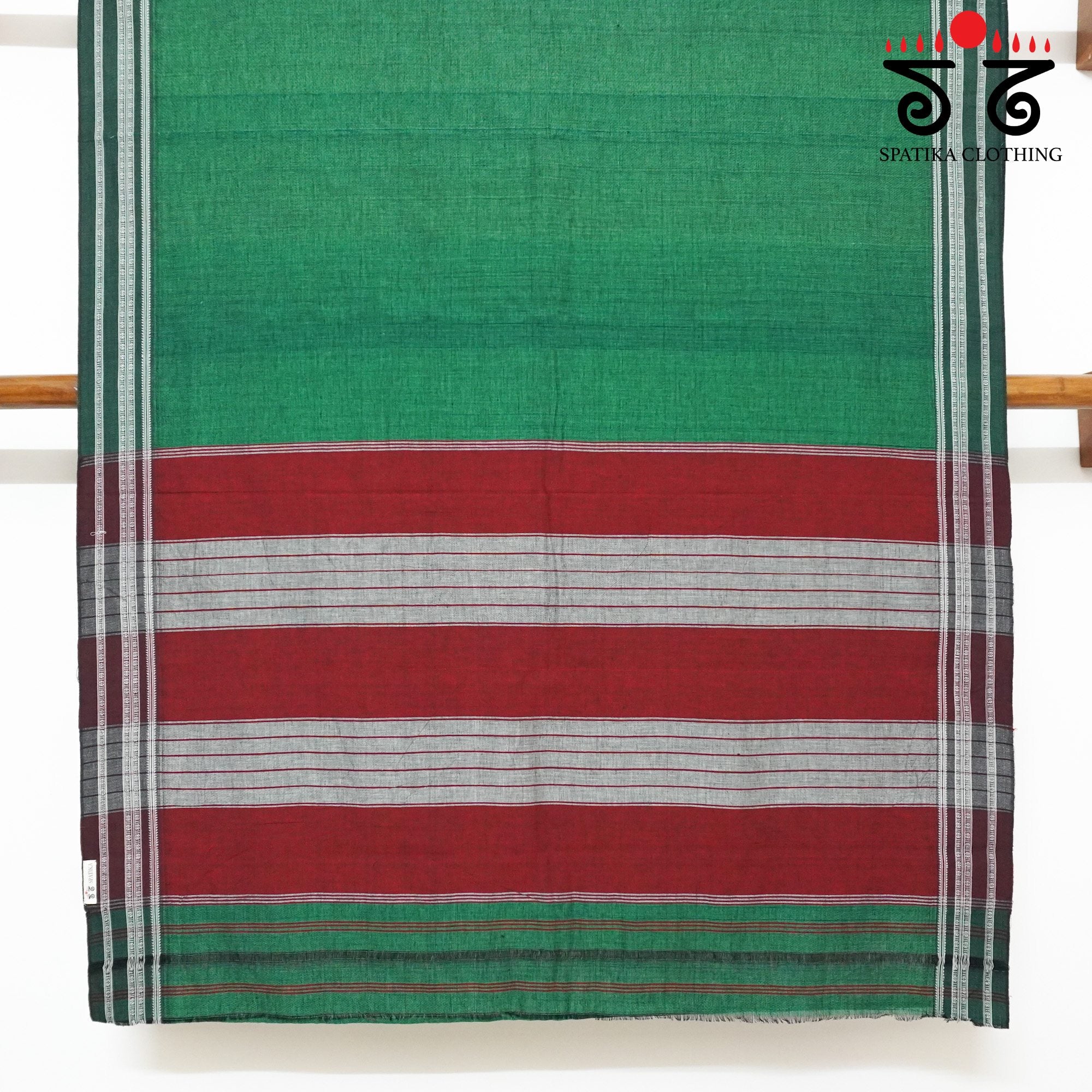Green Ilkal Handwoven Cotton Saree - Pen Kalamkari Blouse
