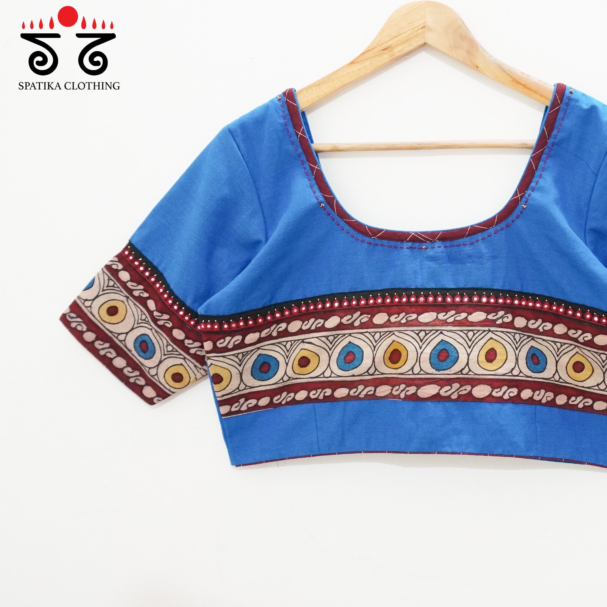 Blue Boondh Pen Kalamkari Blouse