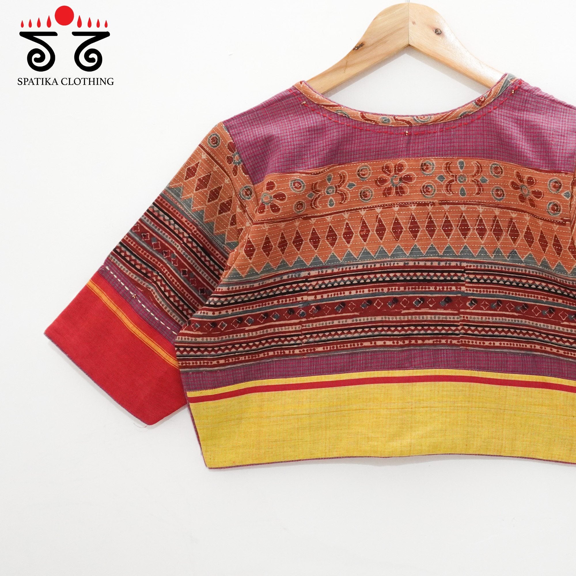 Multi Ajrak Patteda Anchu Blouse
