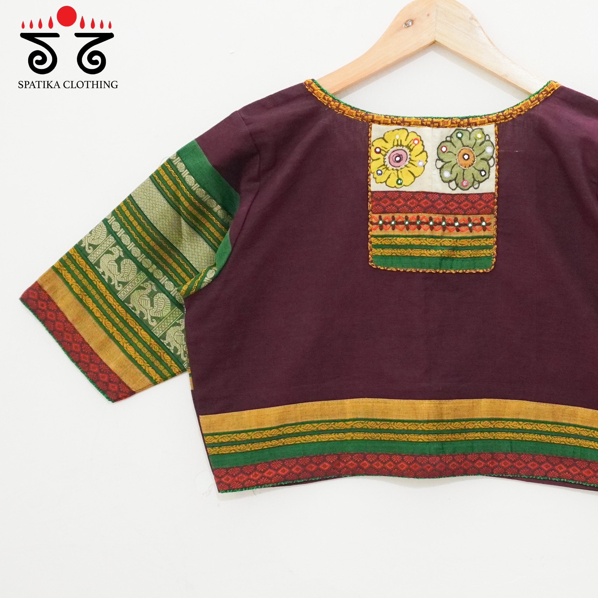 Maroon Chettinad Cotton - Pen Kalamkari Blouse