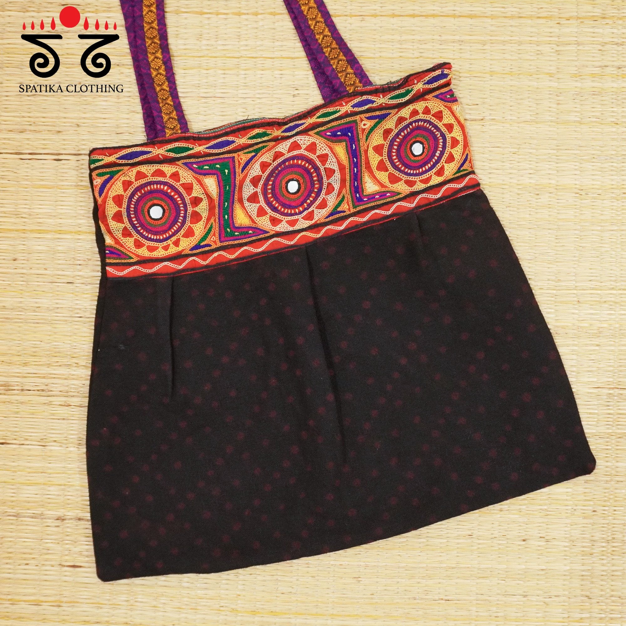 Black Lambani Hand Embroidered Hand Bag