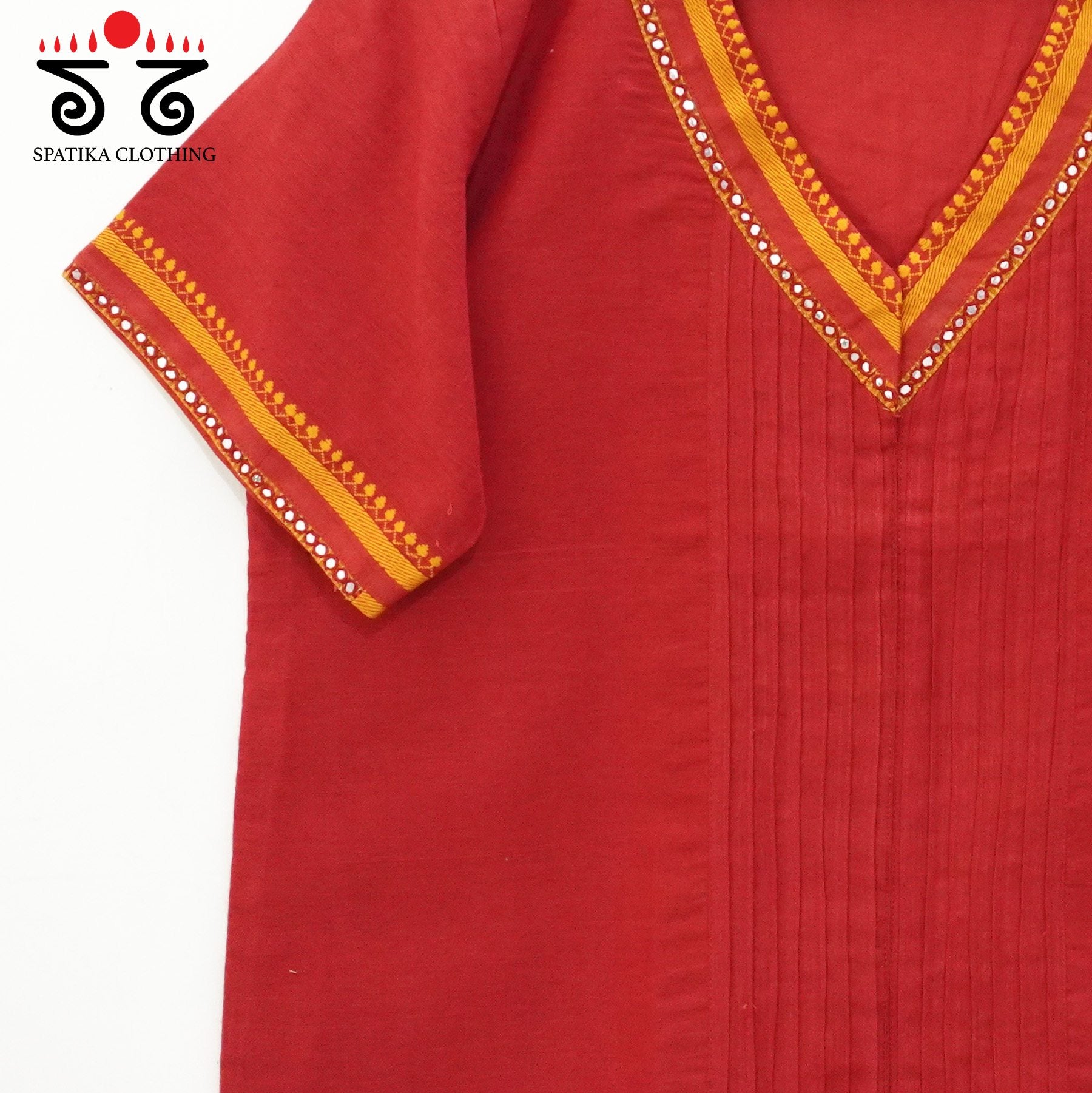 Red Hand Embroidered women's Top