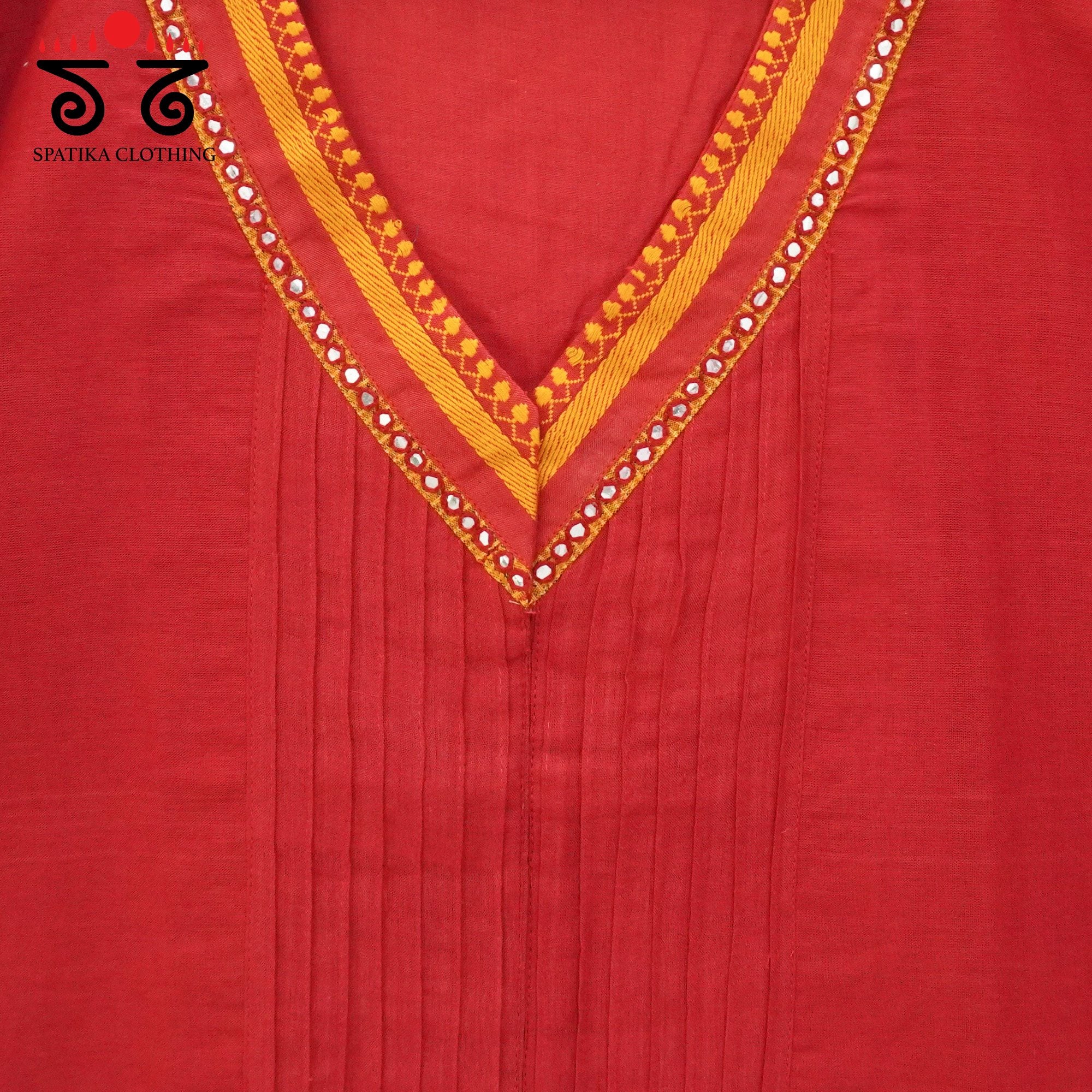 Red Hand Embroidered women's Top