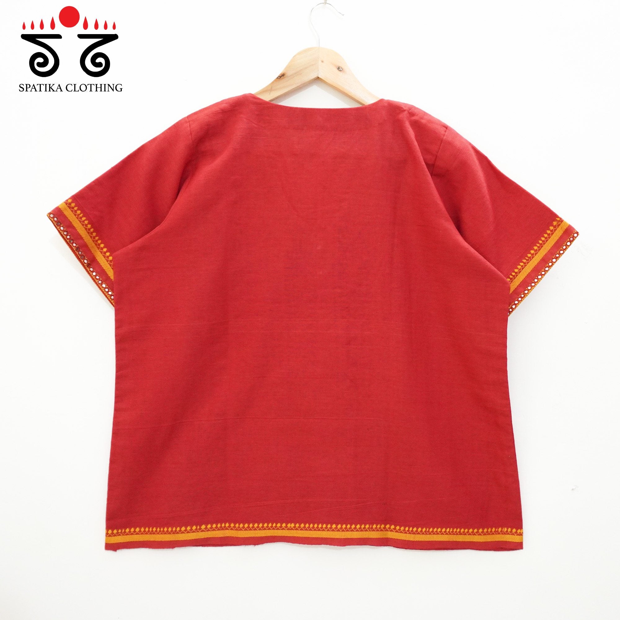 Red Hand Embroidered women's Top