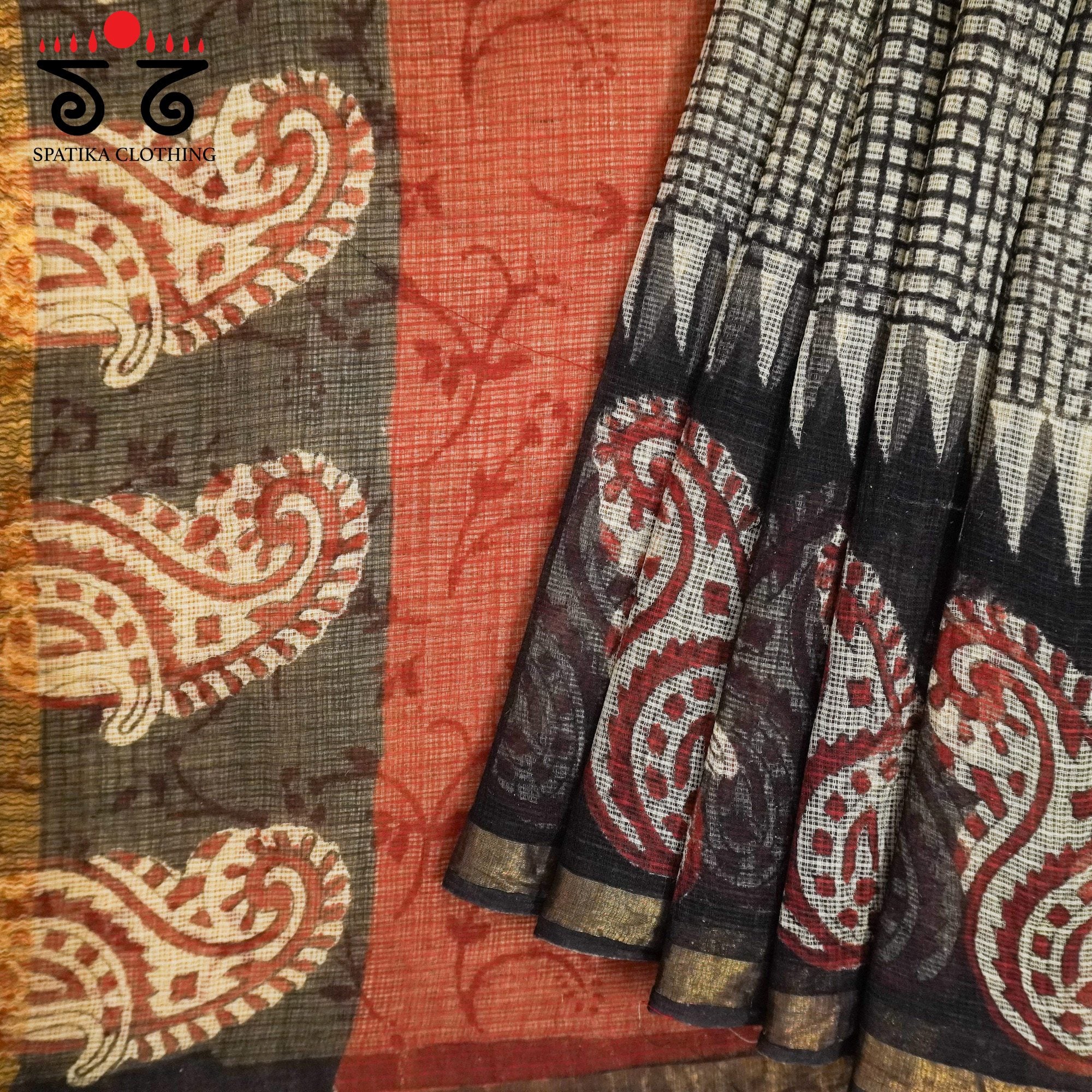 Black Kota Hand Block Printed Saree