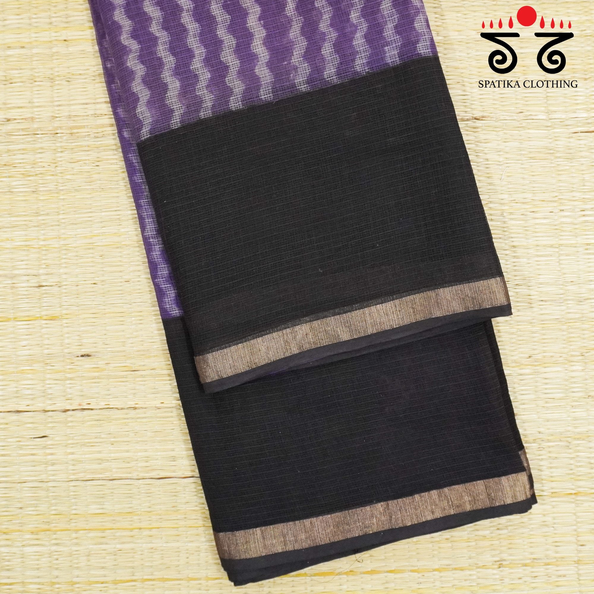 Purple Kota Hand Block Printed Saree