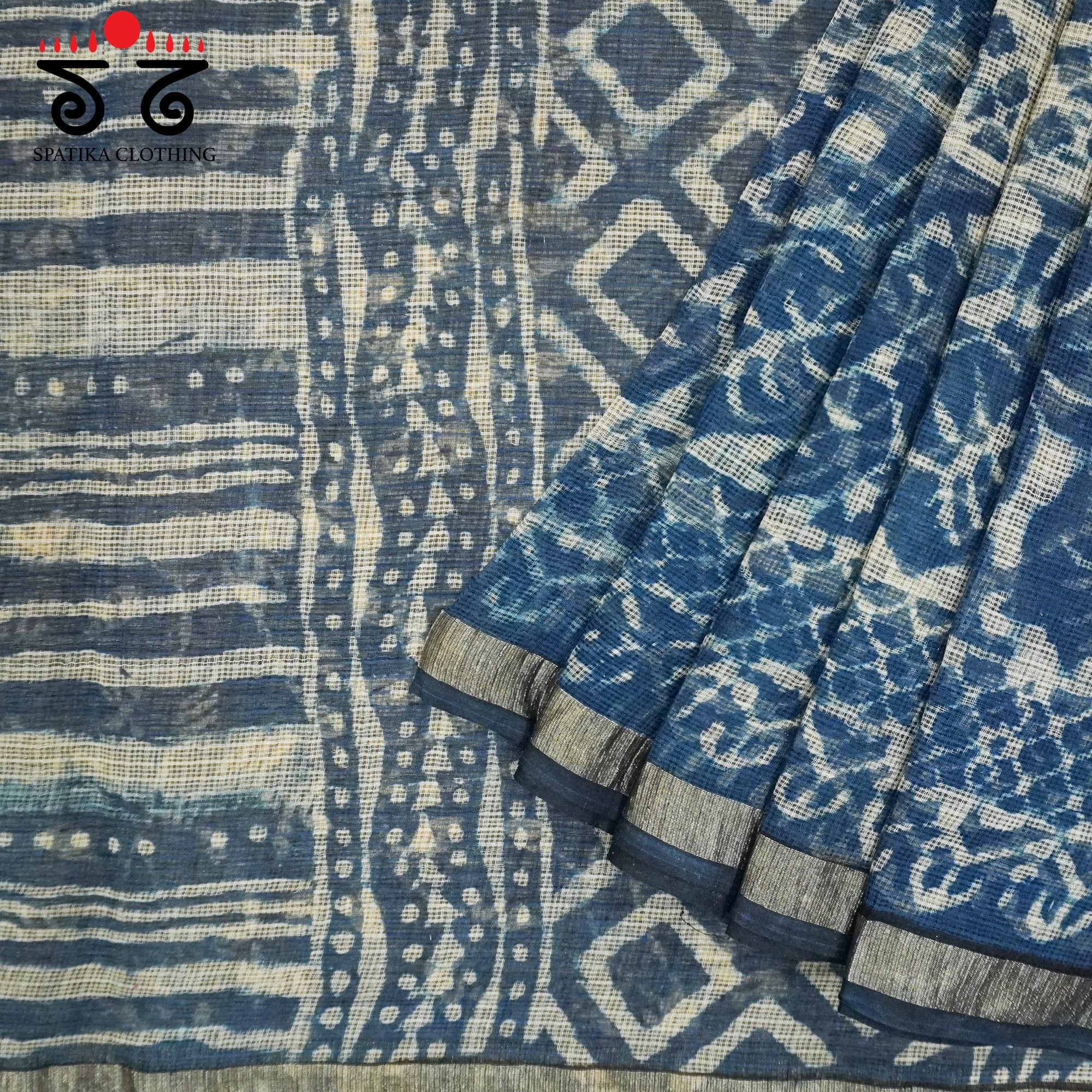 Blue Kota Hand Block Printed Saree