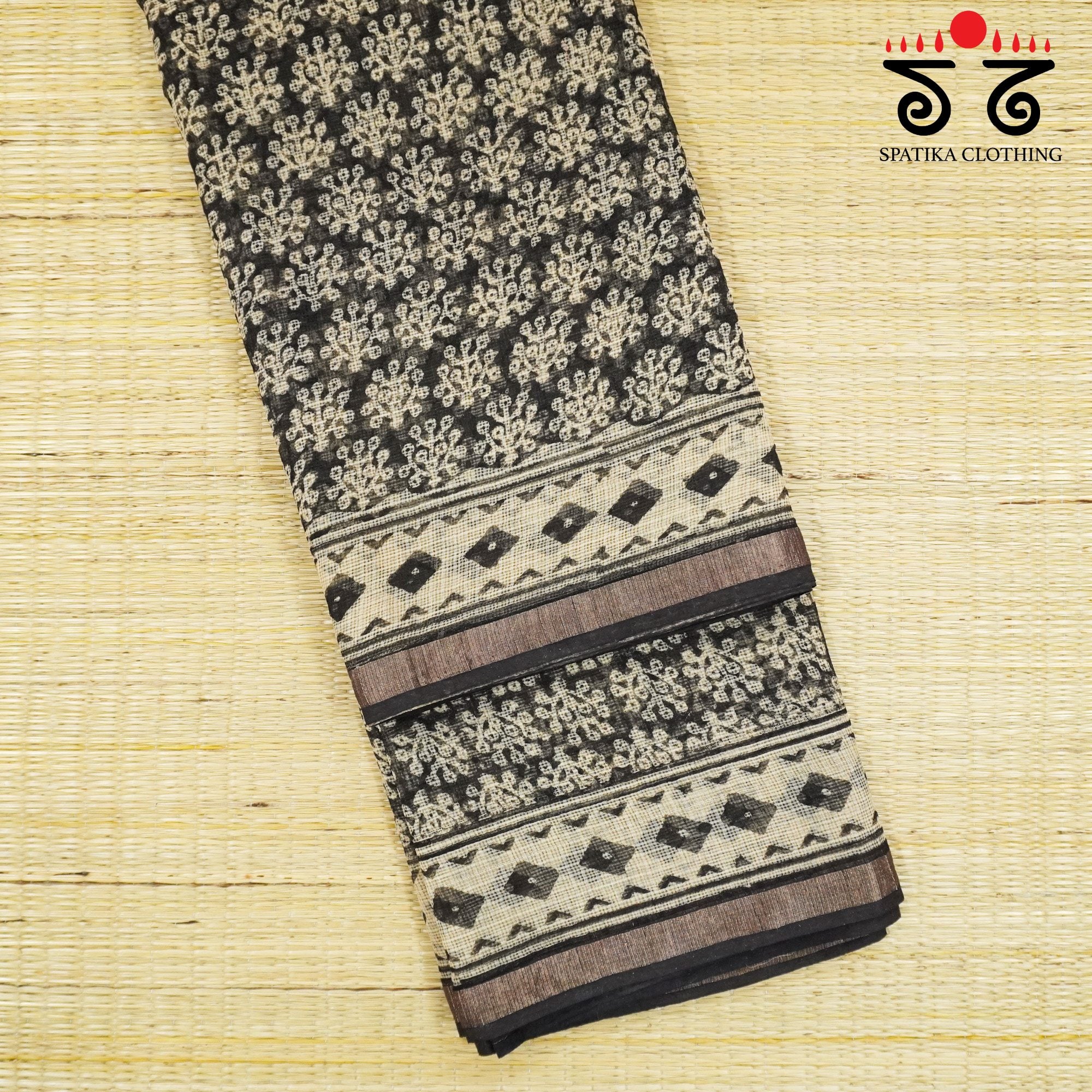 Black Kota Hand Block Printed Saree