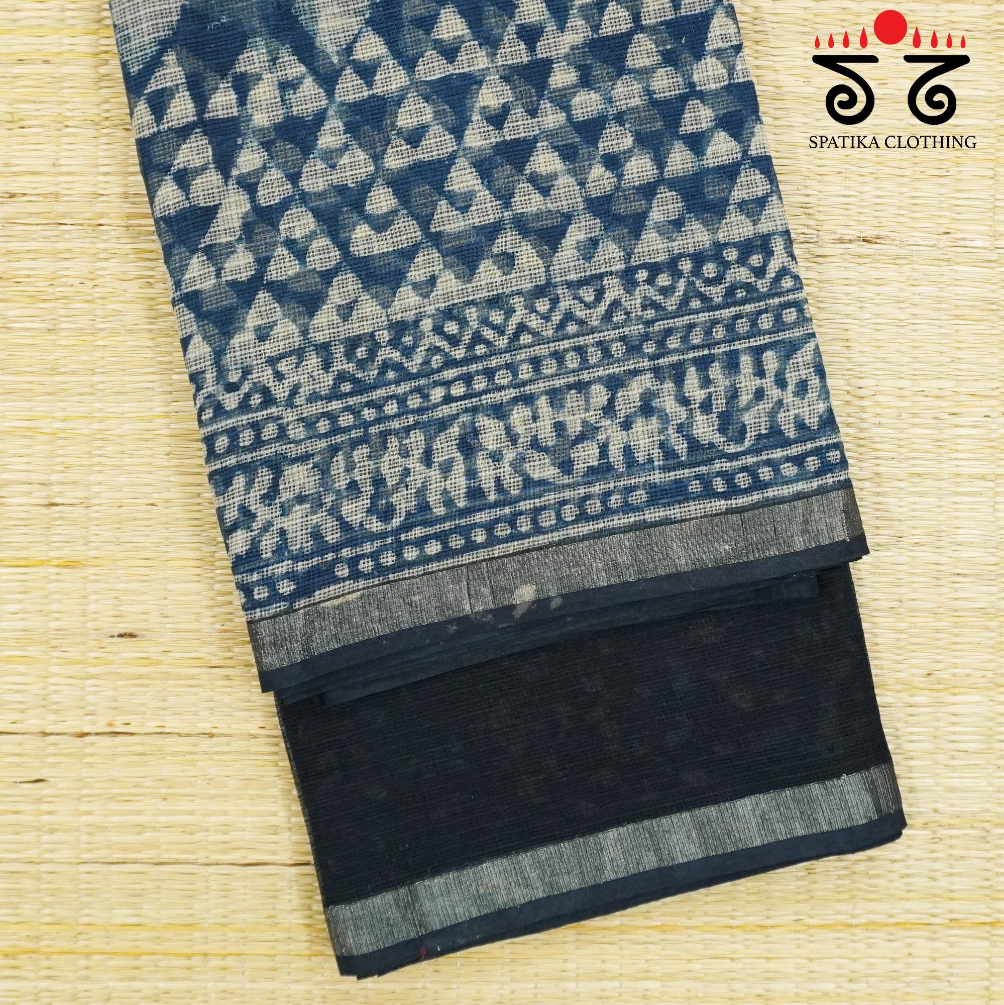 Blue Kota Hand Block Printed Saree