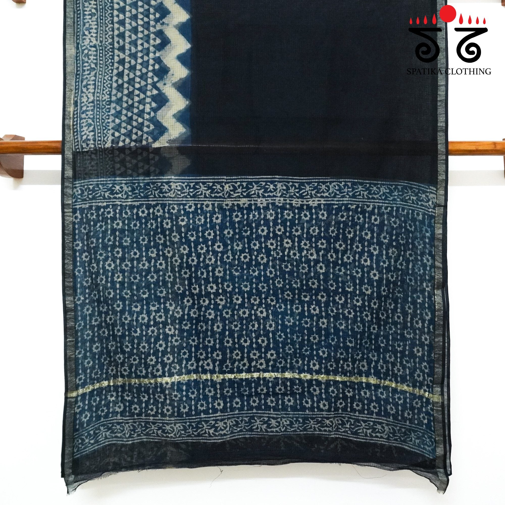 Blue Kota Hand Block Printed Saree