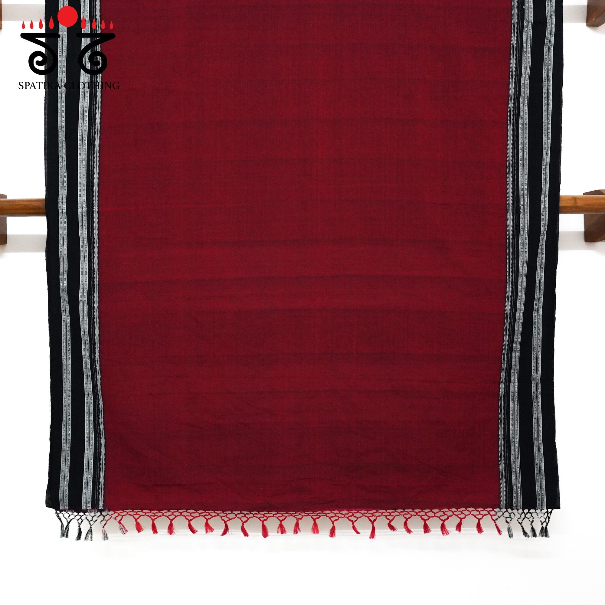 Red Ilkal Handwoven Cotton Saree - Ajrak Blouse