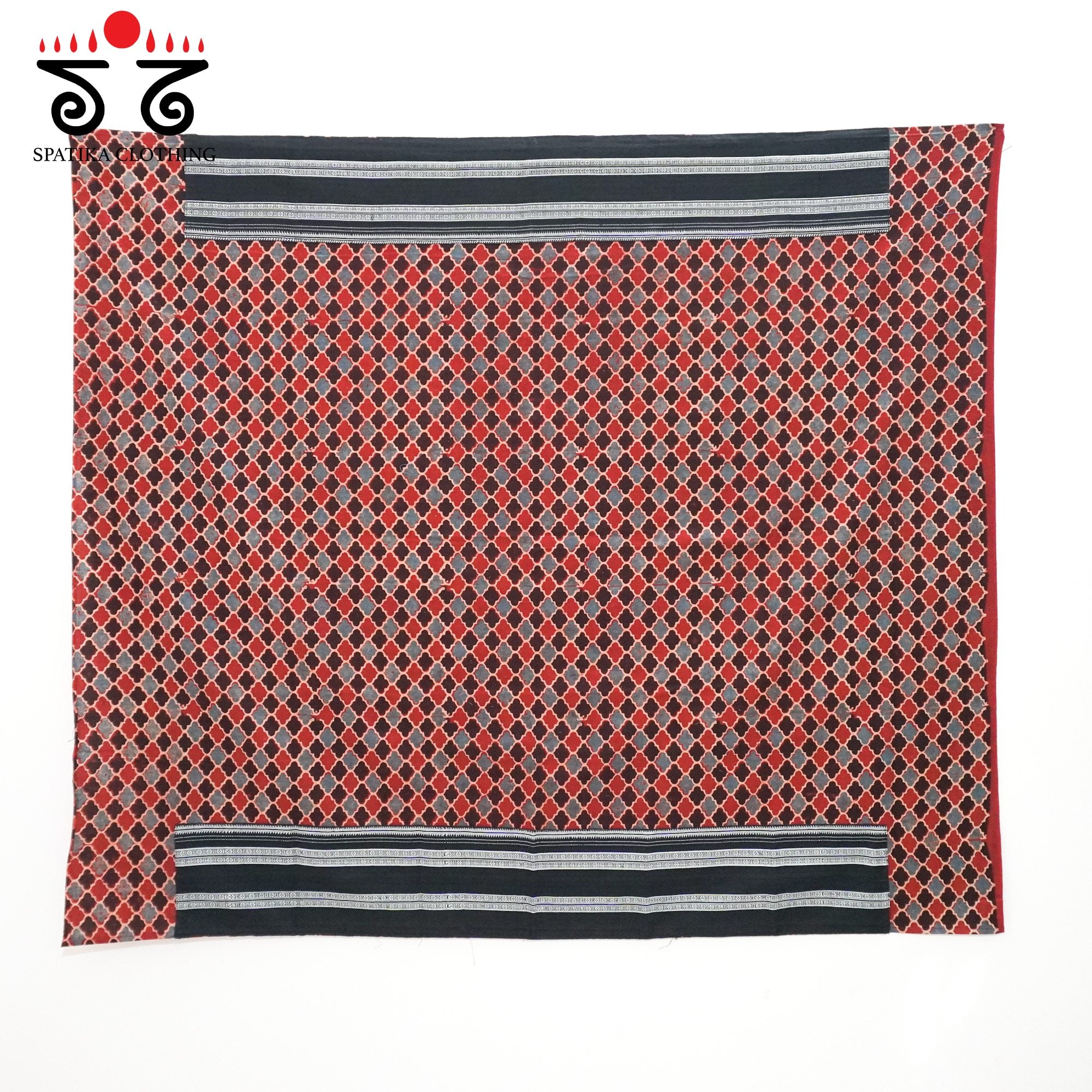 Red Ilkal Handwoven Cotton Saree - Ajrak Blouse