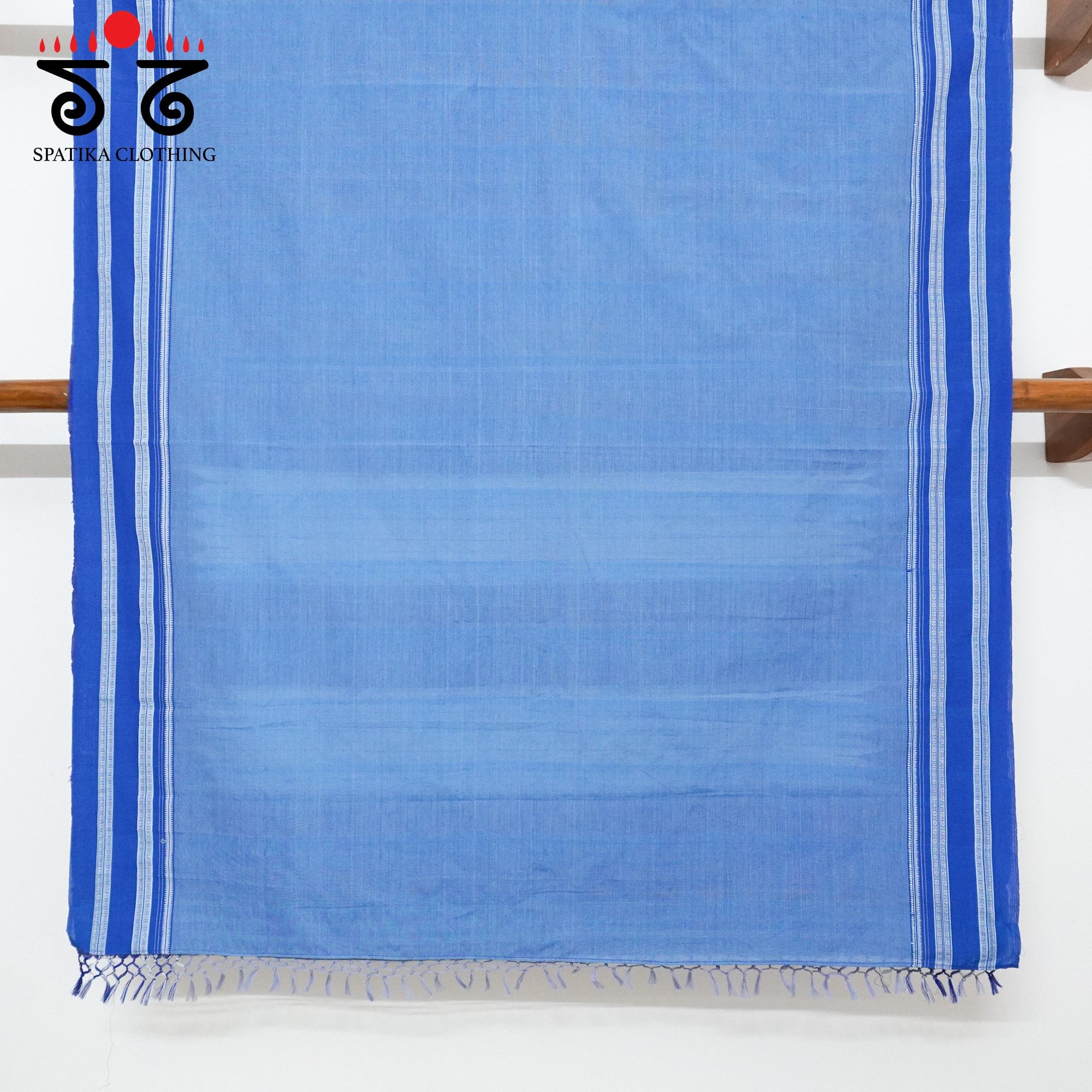 Blue Ilkal Handwoven Cotton Saree - Ajrak Blouse