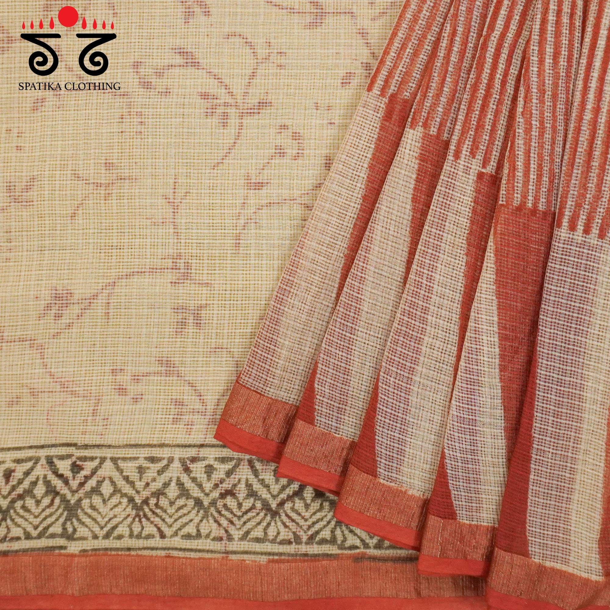 Brick Kota Hand Block Printed Saree