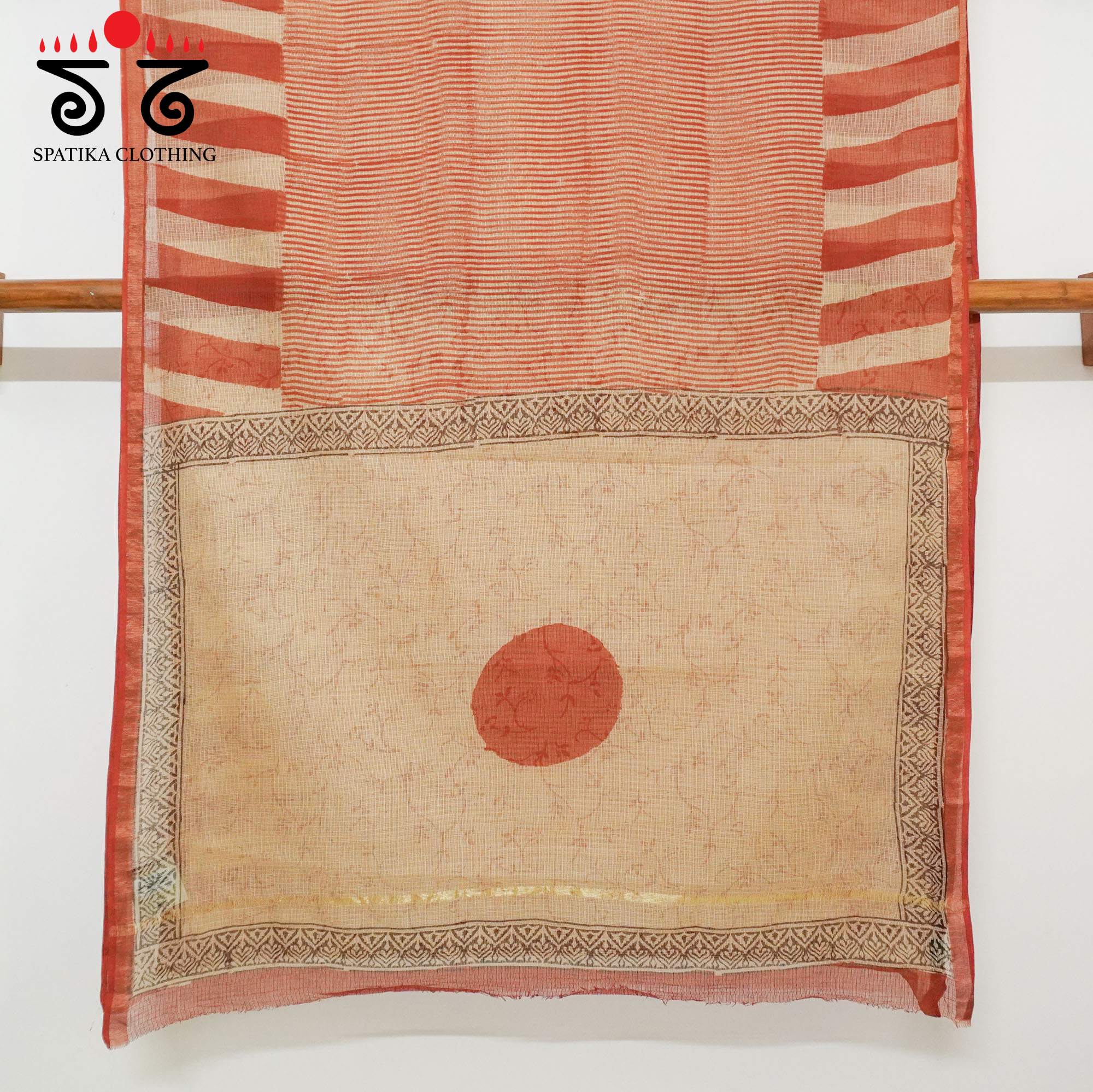 Brick Kota Hand Block Printed Saree