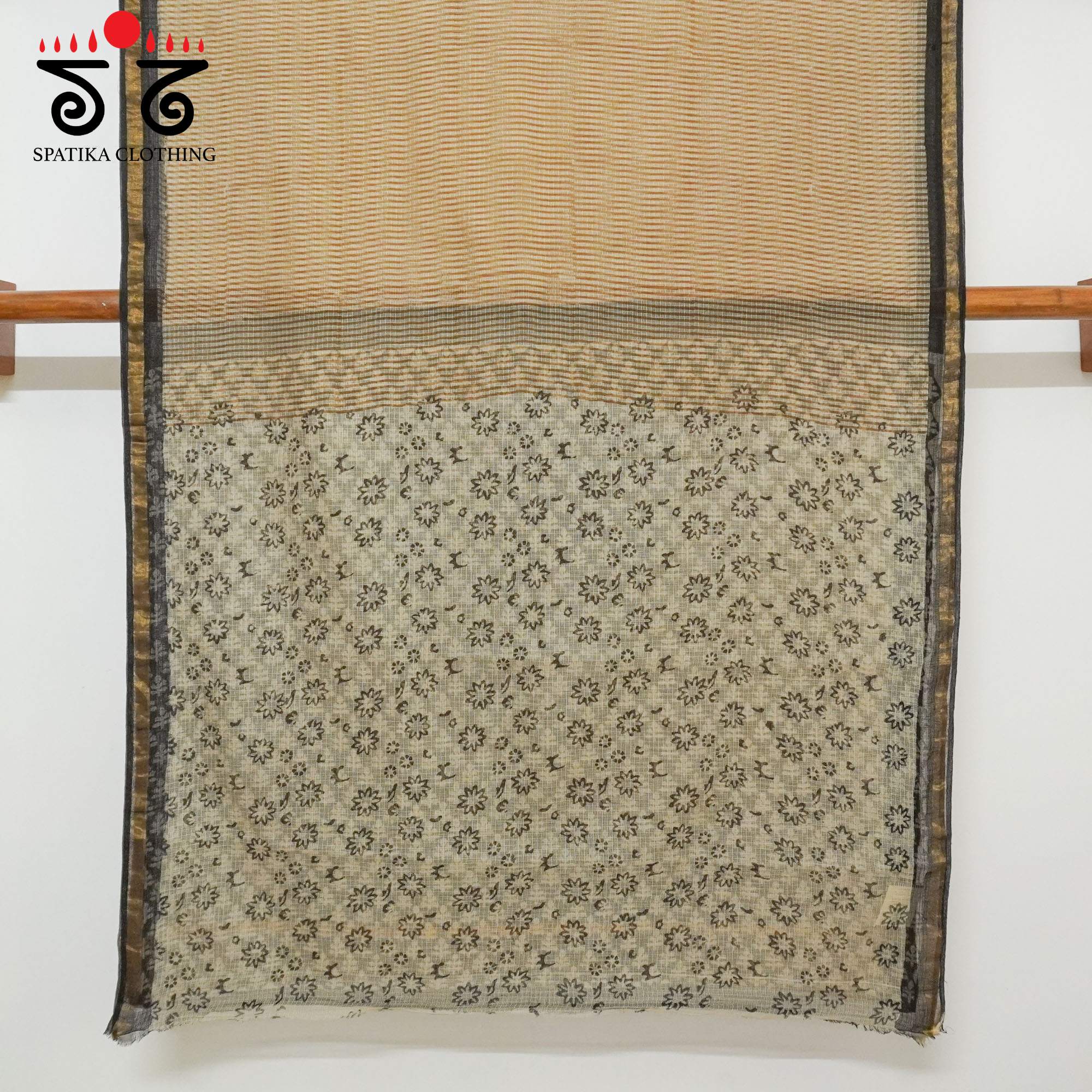 Beige Kota Hand Block Printed Saree