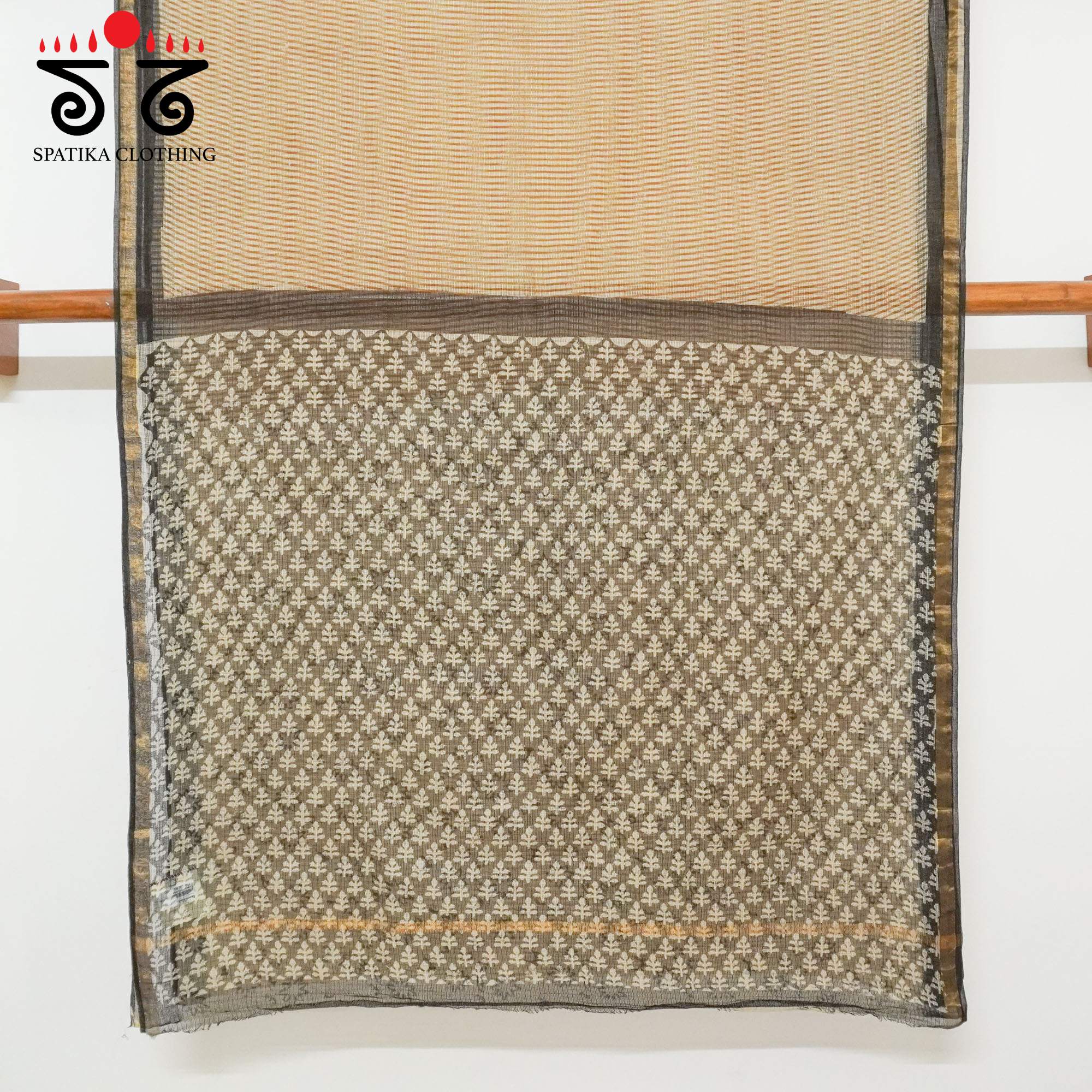 Beige Kota Hand Block Printed Saree