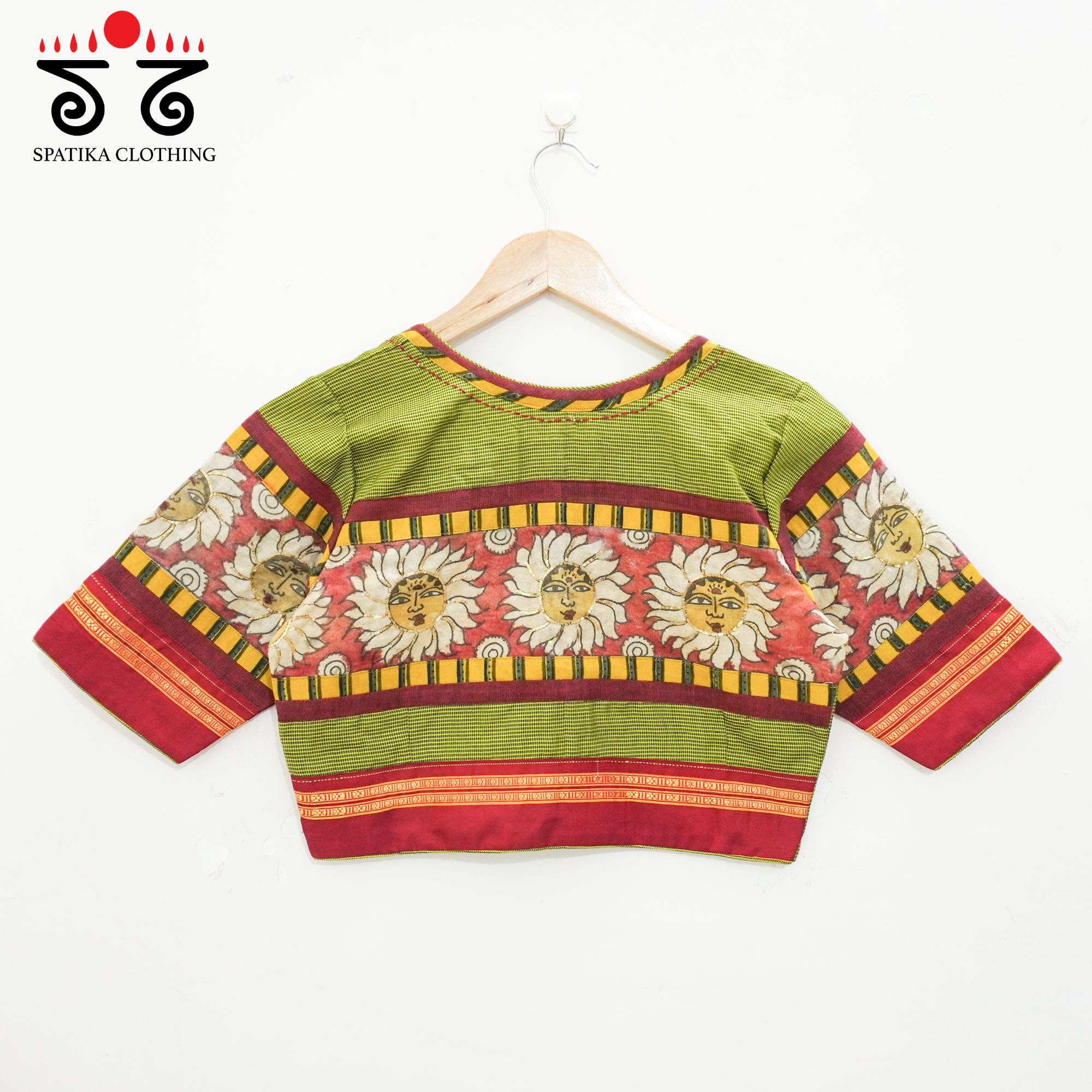 Green Pen Kalamkari Sun Blouse