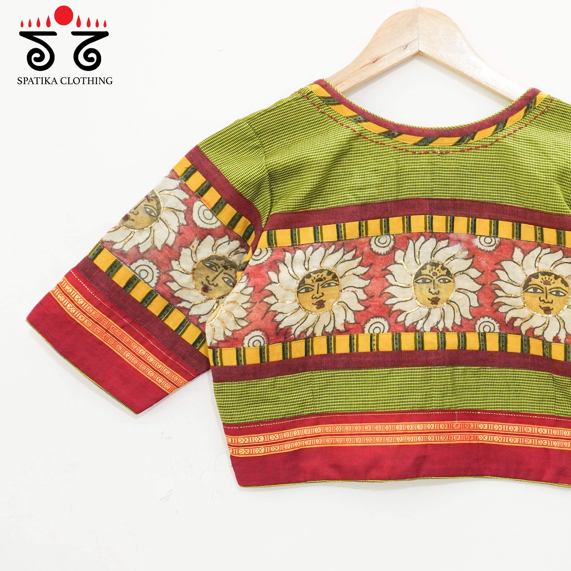 Green Pen Kalamkari Sun Blouse