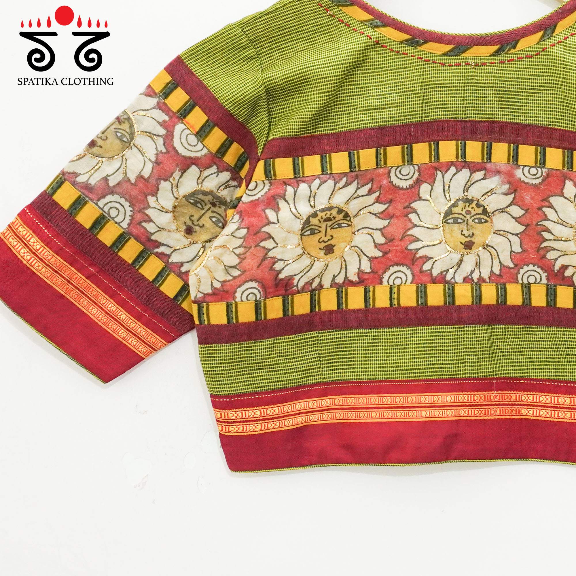 Green Pen Kalamkari Sun Blouse