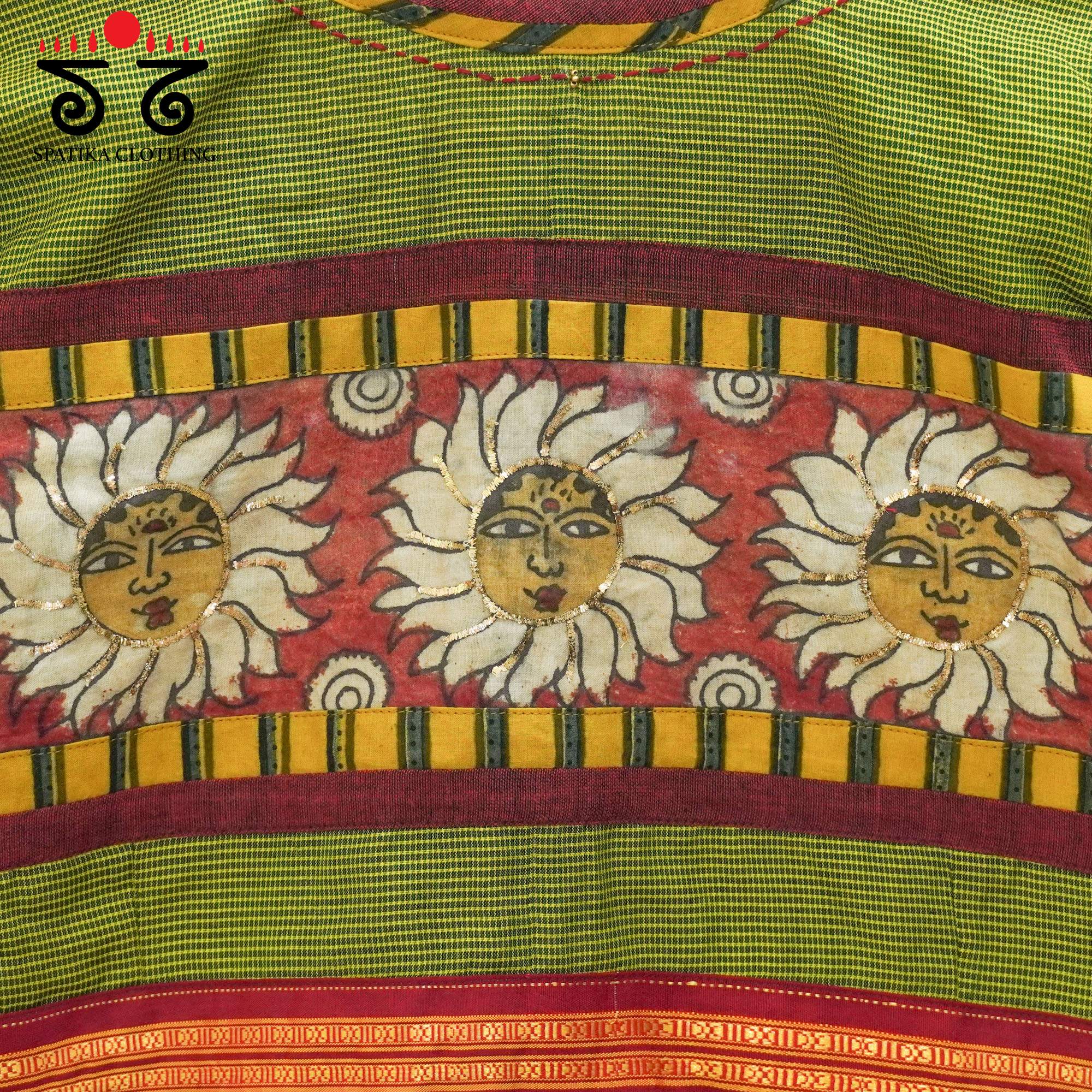 Green Pen Kalamkari Sun Blouse