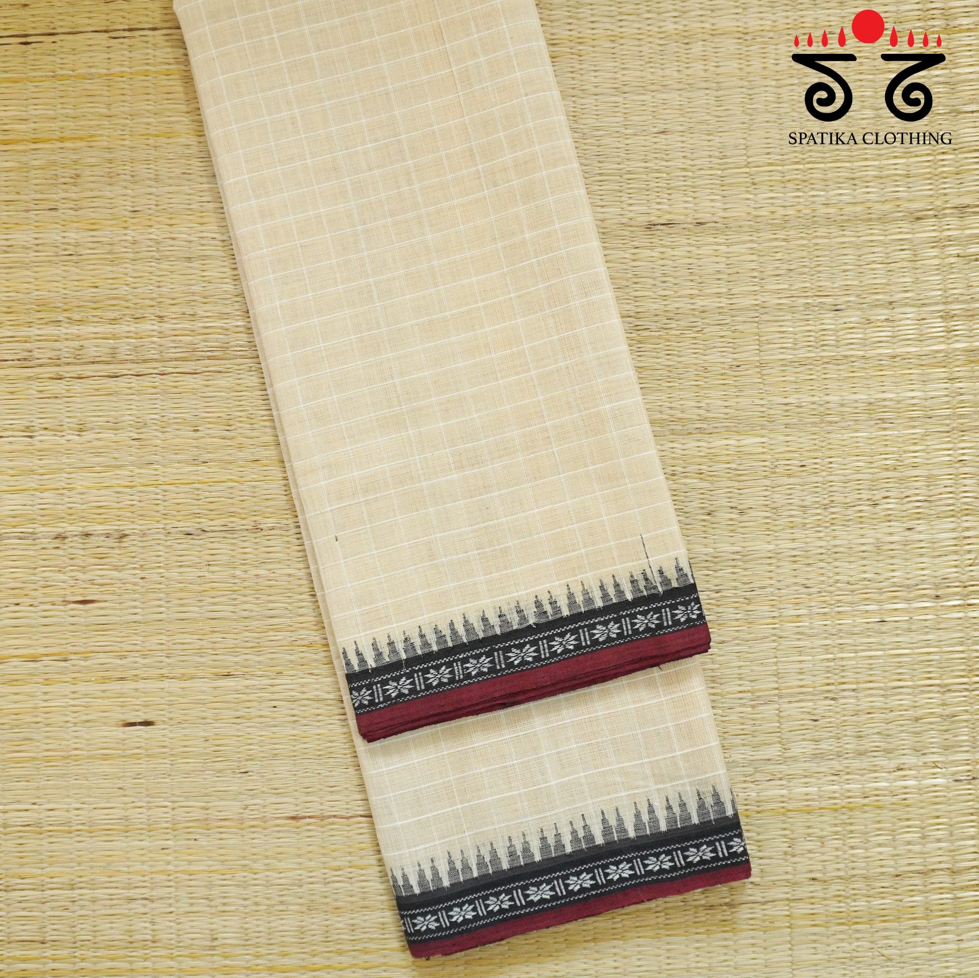 Beige Ponduru Handspun Cotton Saree