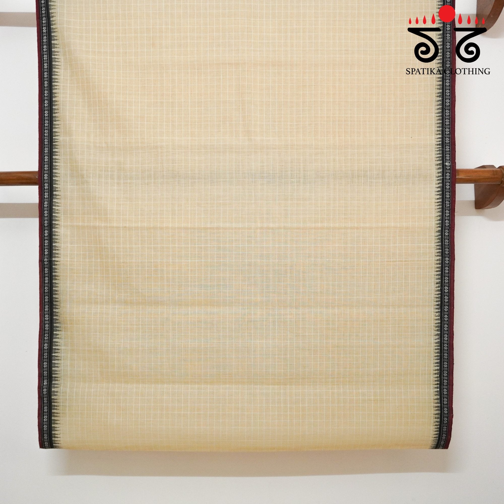 Beige Ponduru Handspun Cotton Saree With Special Blouse