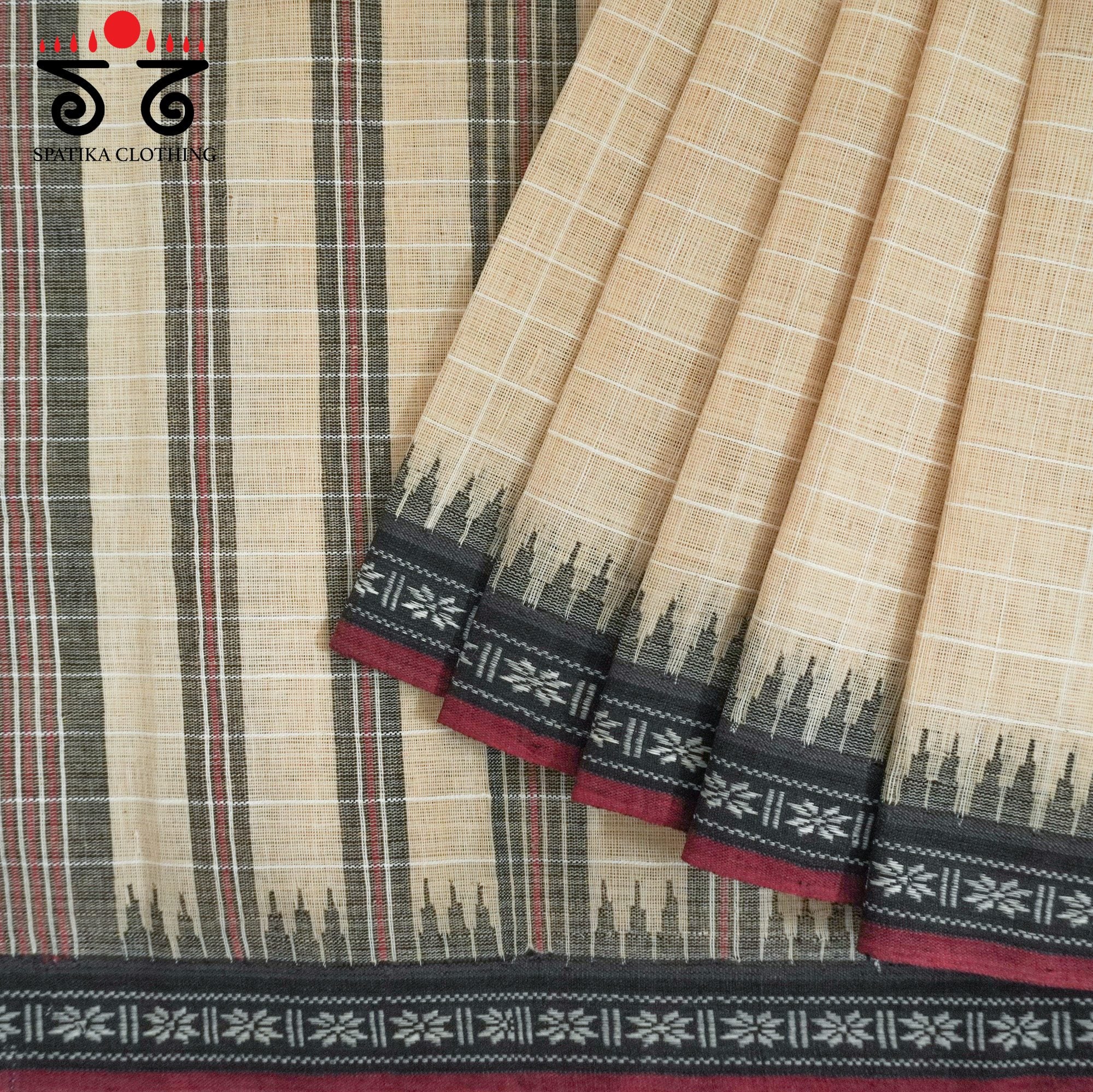 Beige Ponduru Handspun Cotton Saree