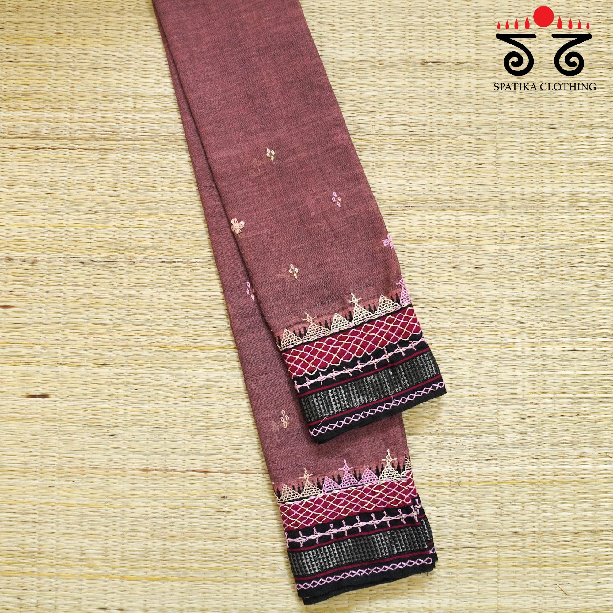 Brown Lambani Hand-embroidered Blouse Fabric