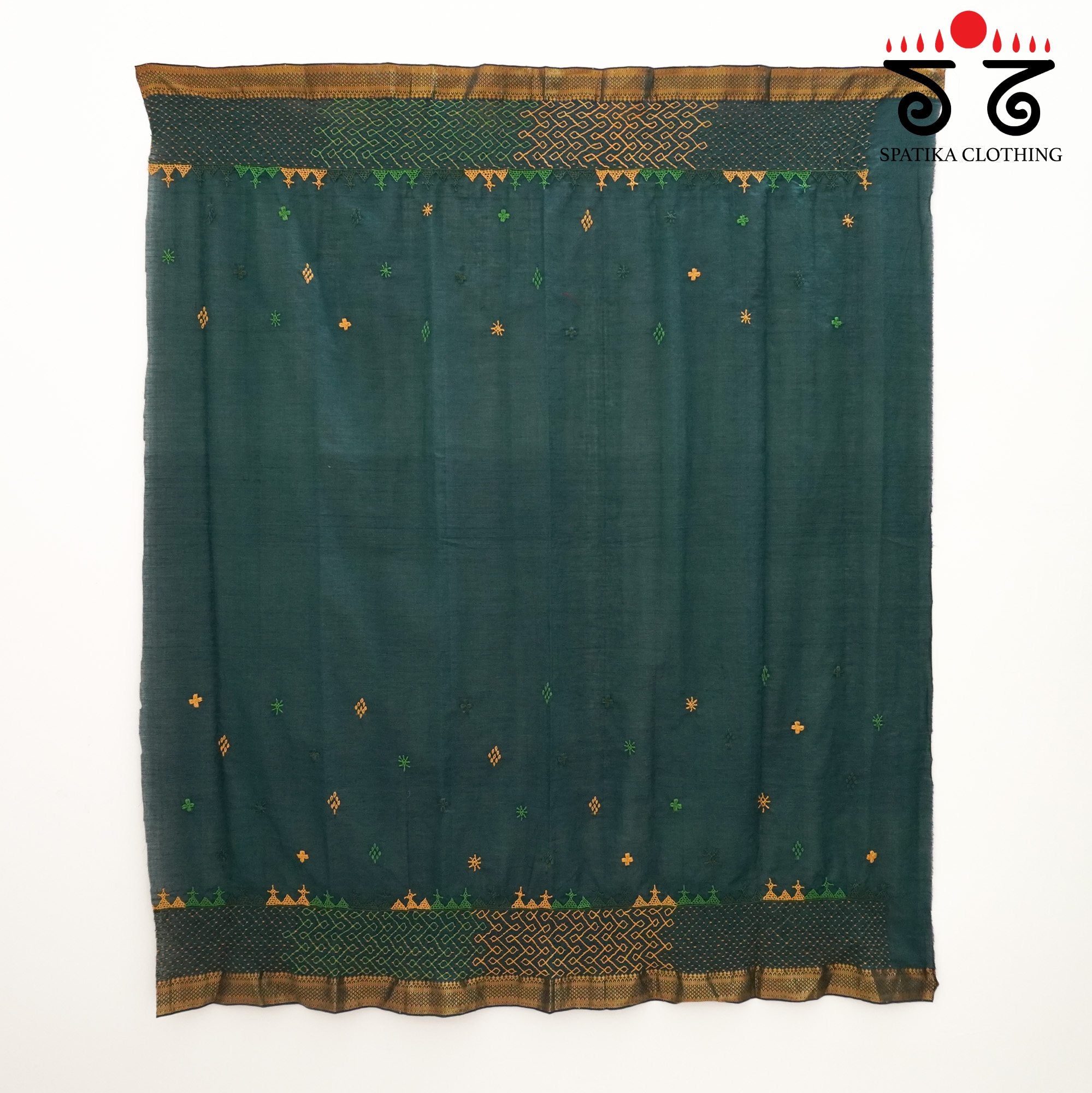 Green Lambani Hand-embroidered Blouse Fabric