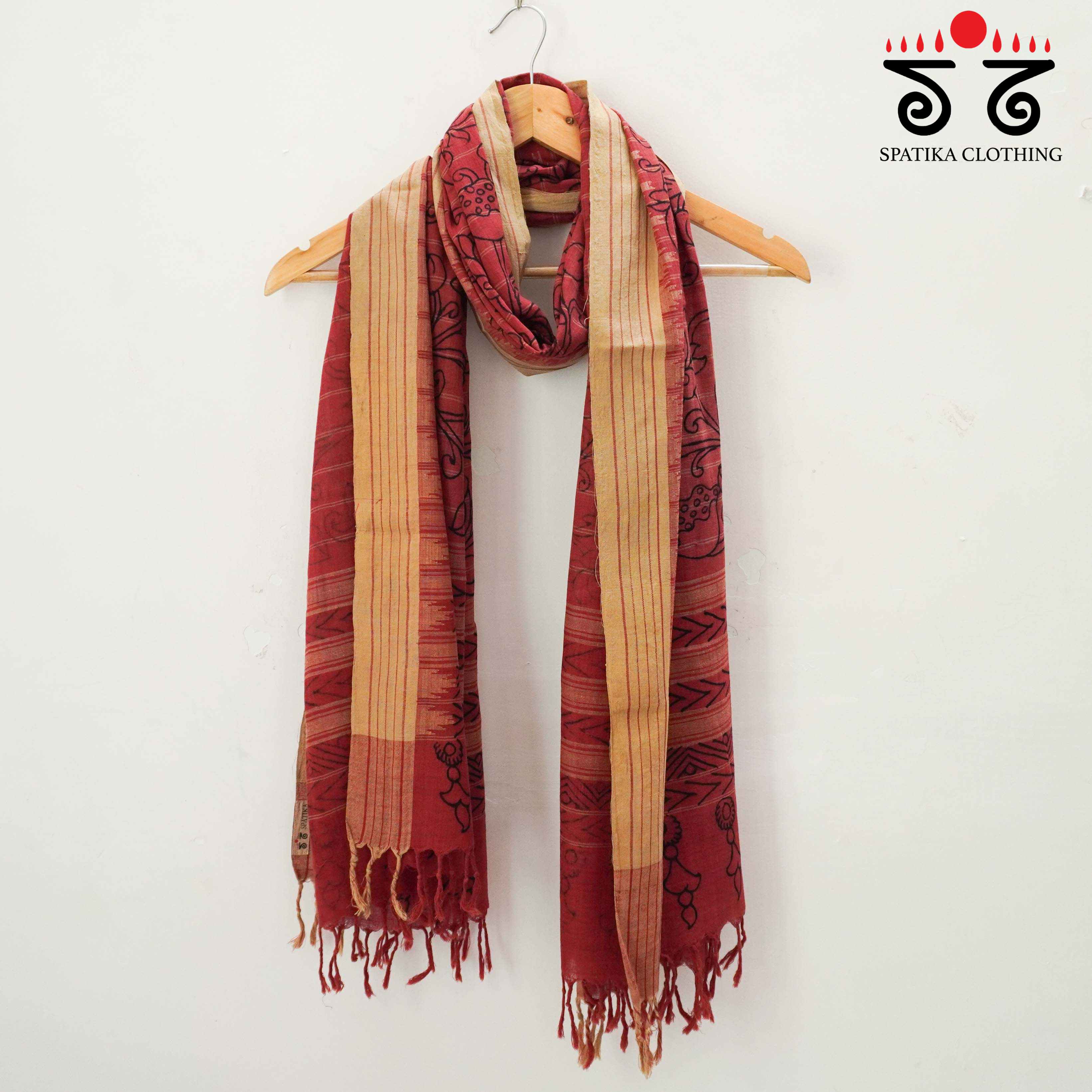 Red Pen Kalamkari Ponduru Dupatta