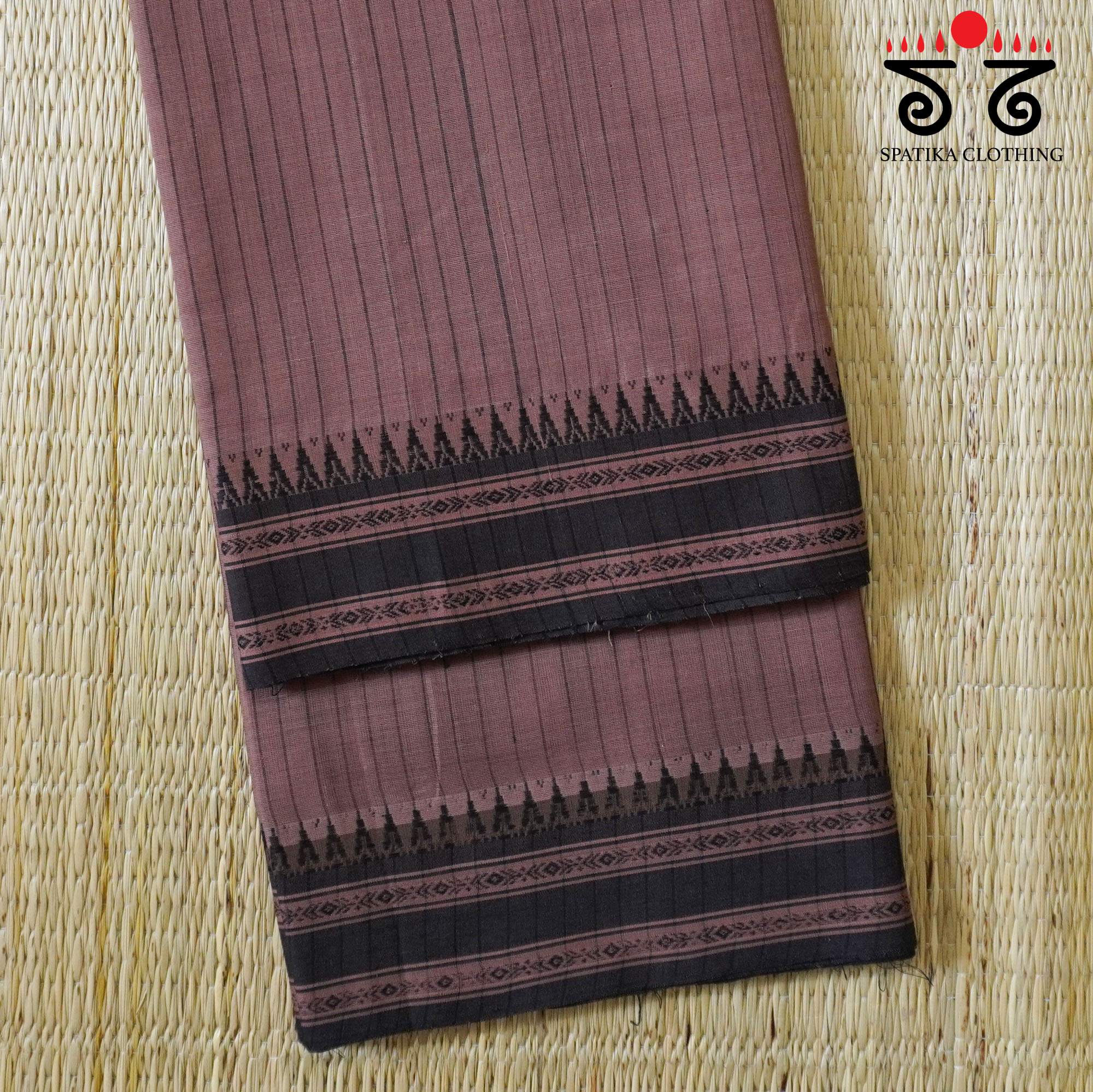 Brown Begampur Handwoven Cotton Saree