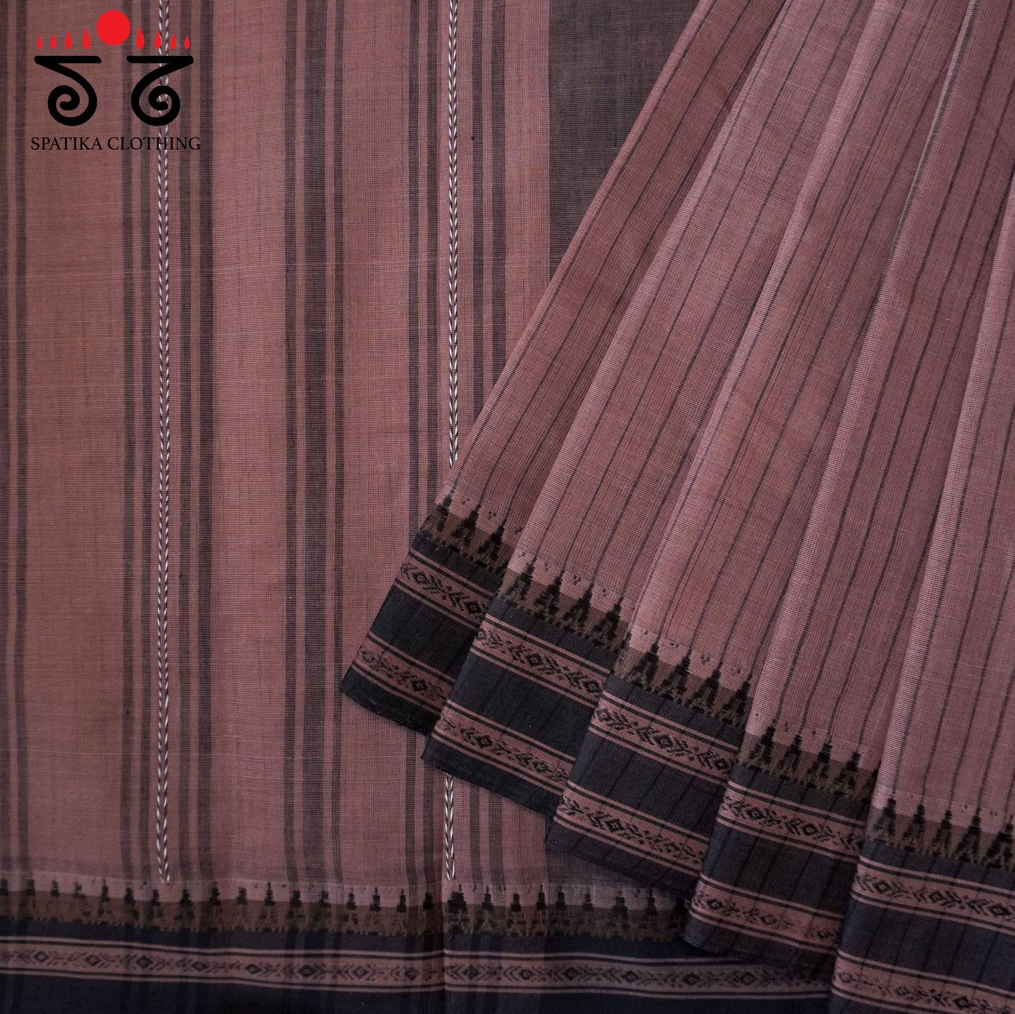 Brown Begampur Handwoven Cotton Saree