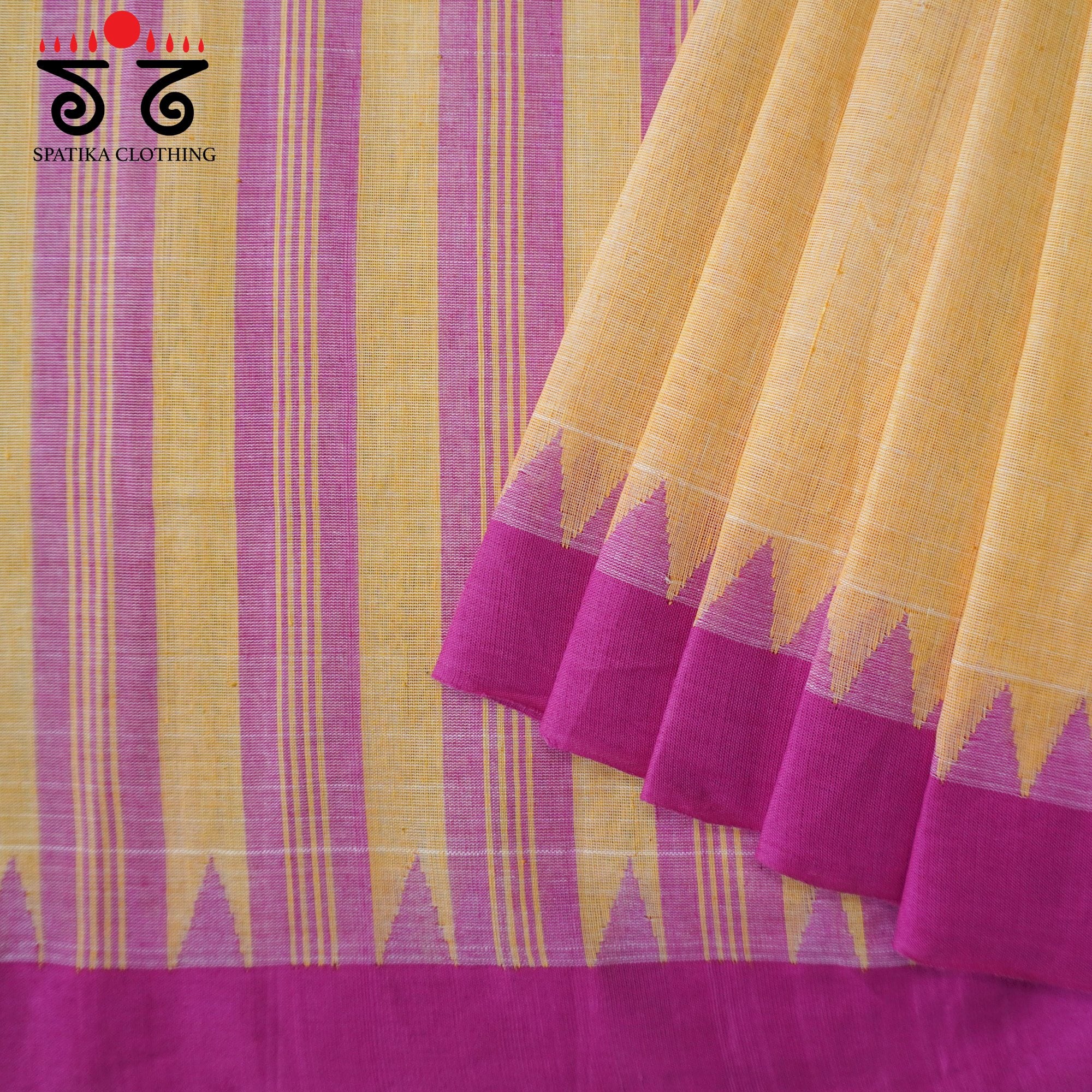 Peach Ponduru Handspun Cotton Saree With Special Blouse
