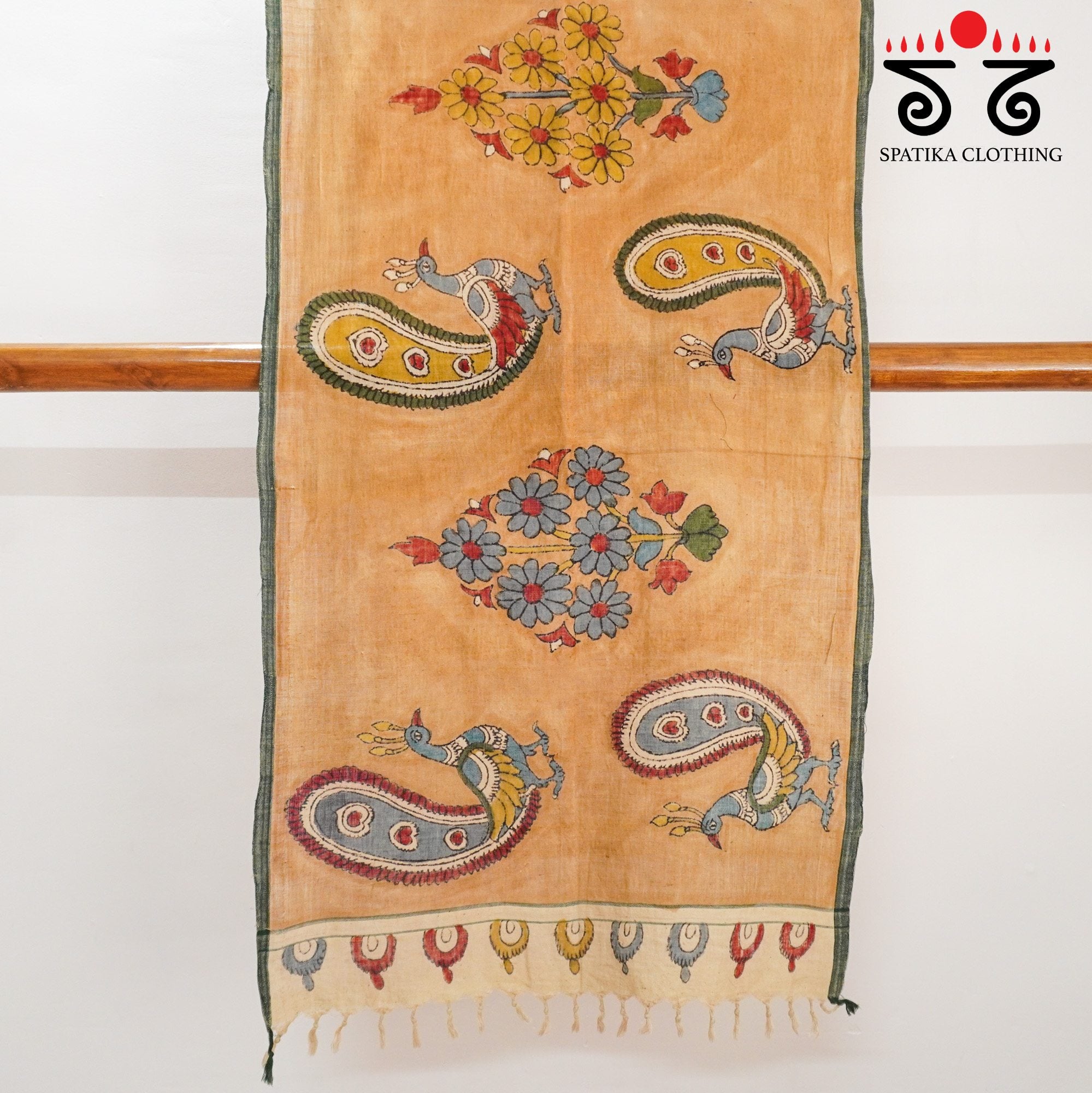 Peach Kalamkari Ponduru stole