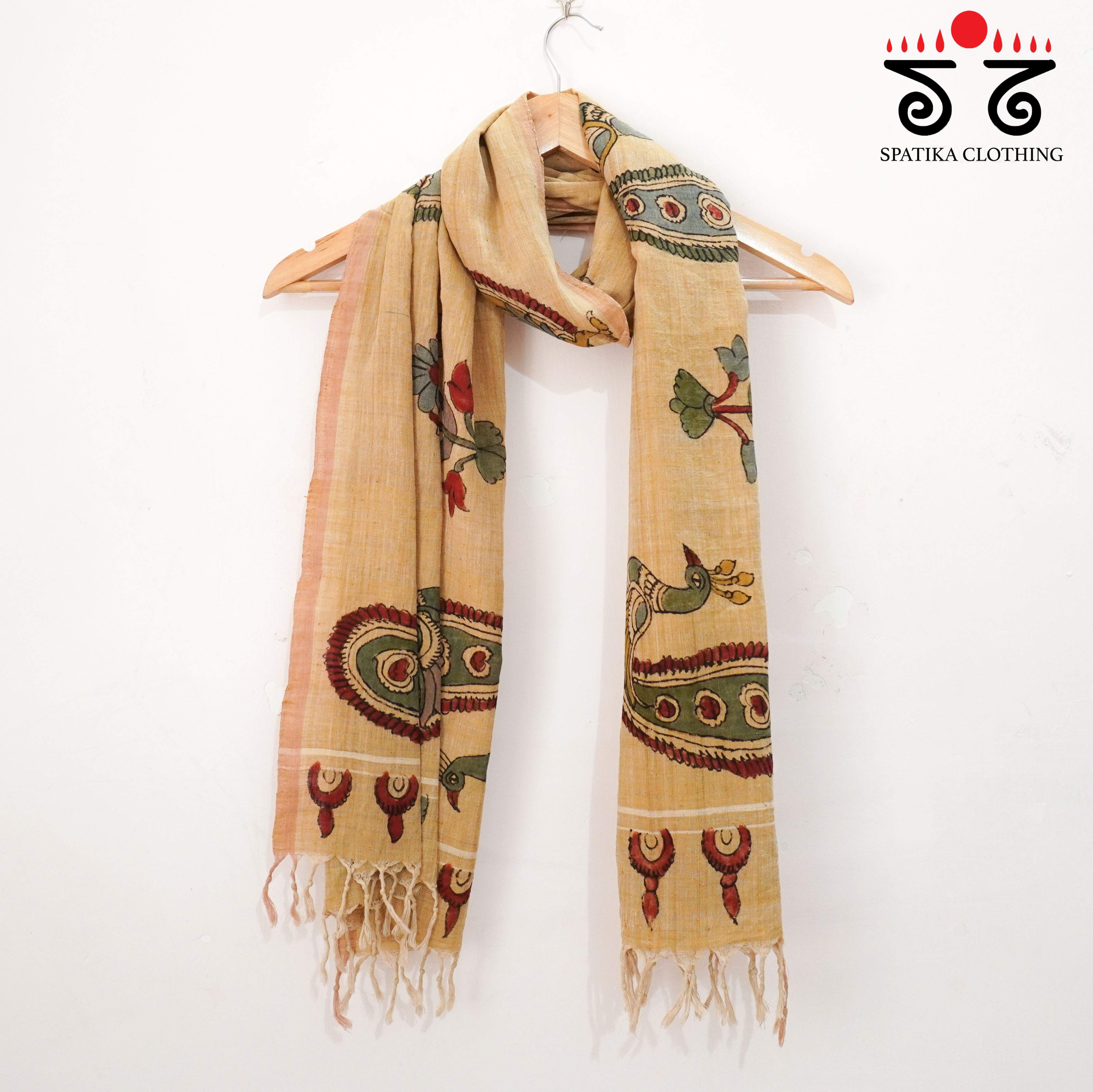 Beige Kalamkari Ponduru Stole