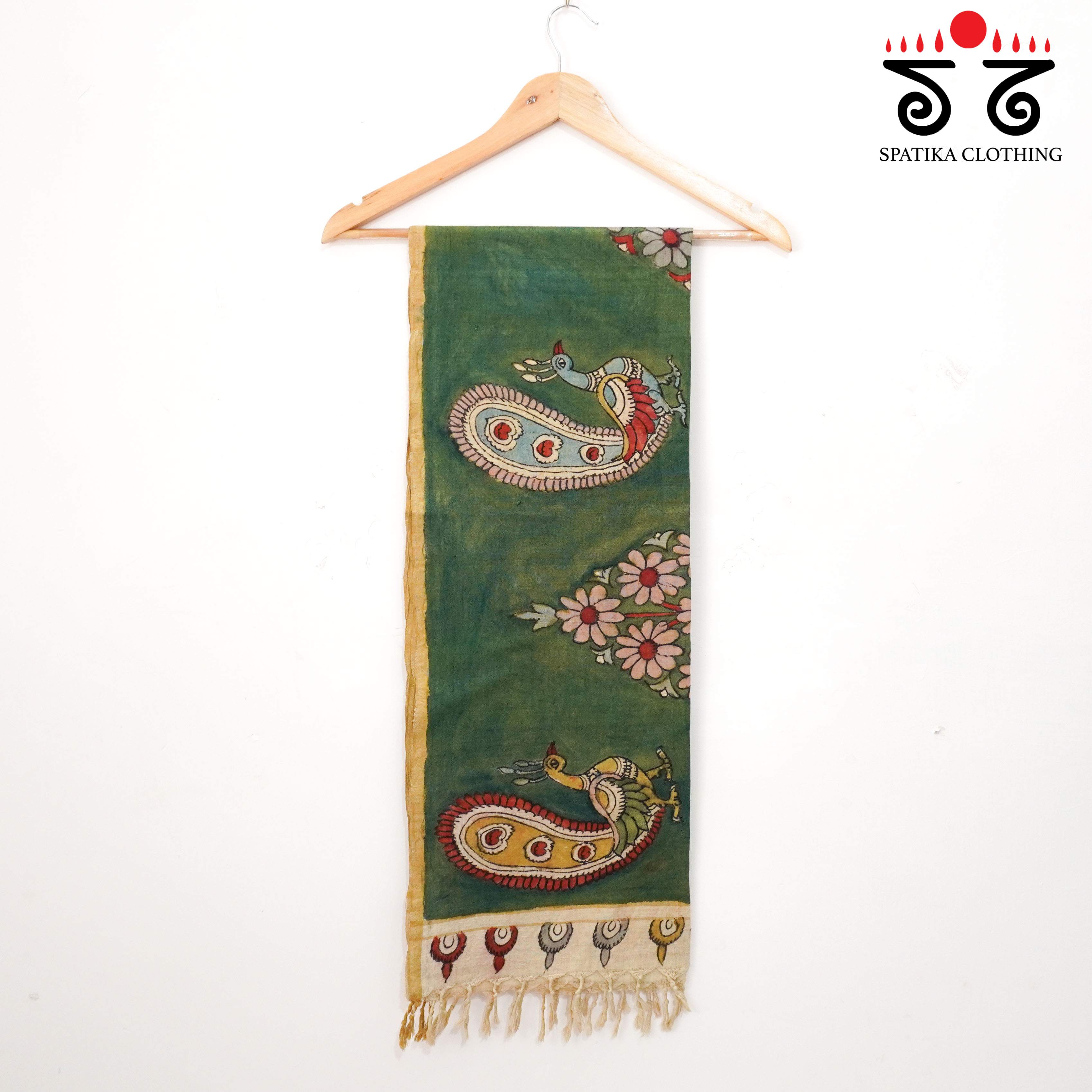 Green Kalamkari Ponduru Stole