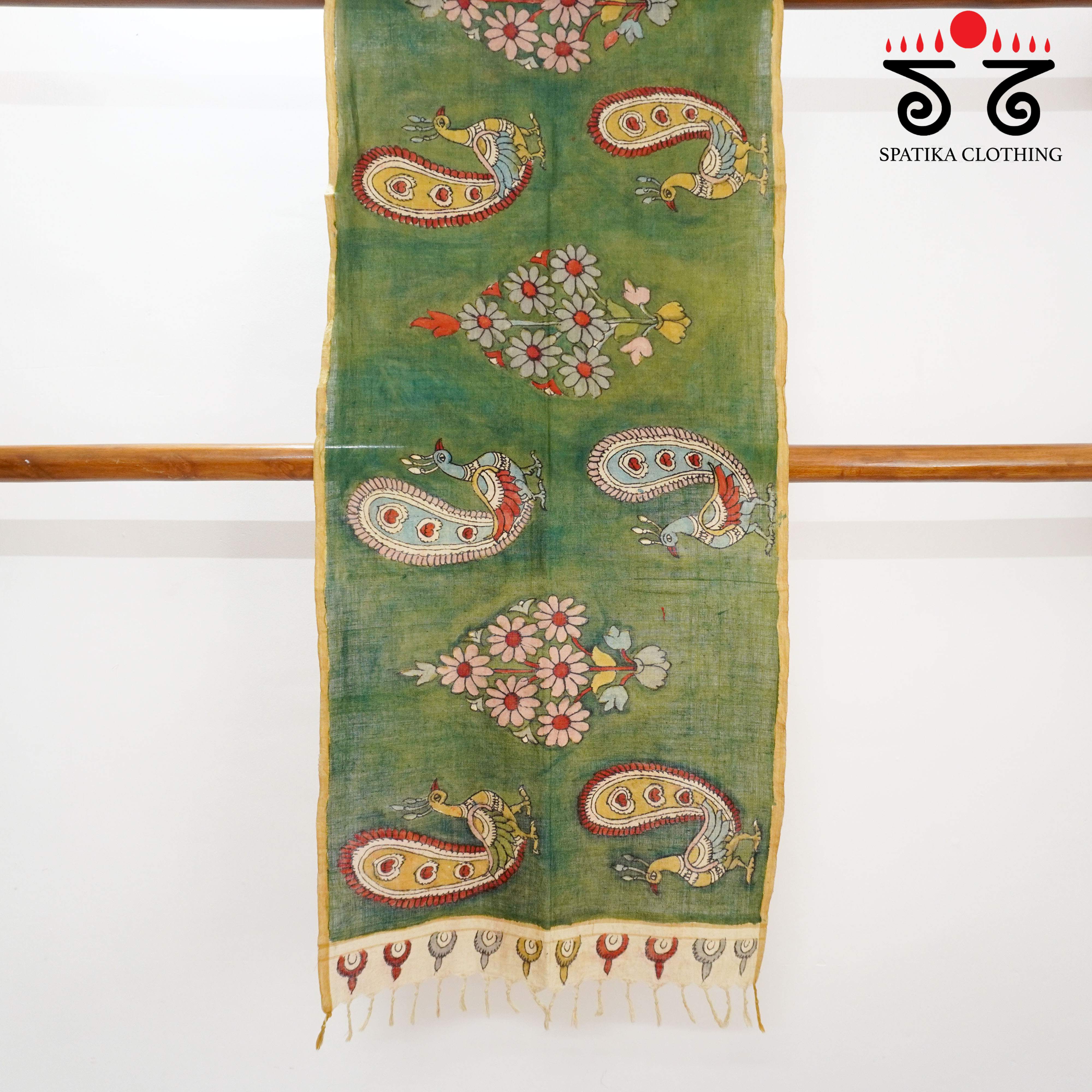 Green Kalamkari Ponduru Stole