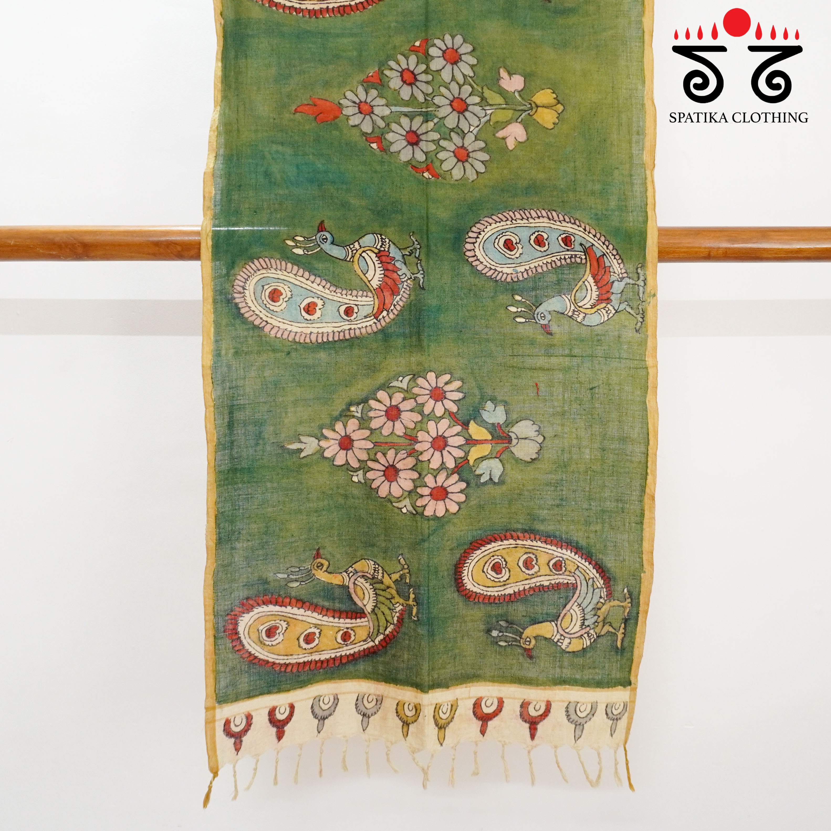 Green Kalamkari Ponduru Stole
