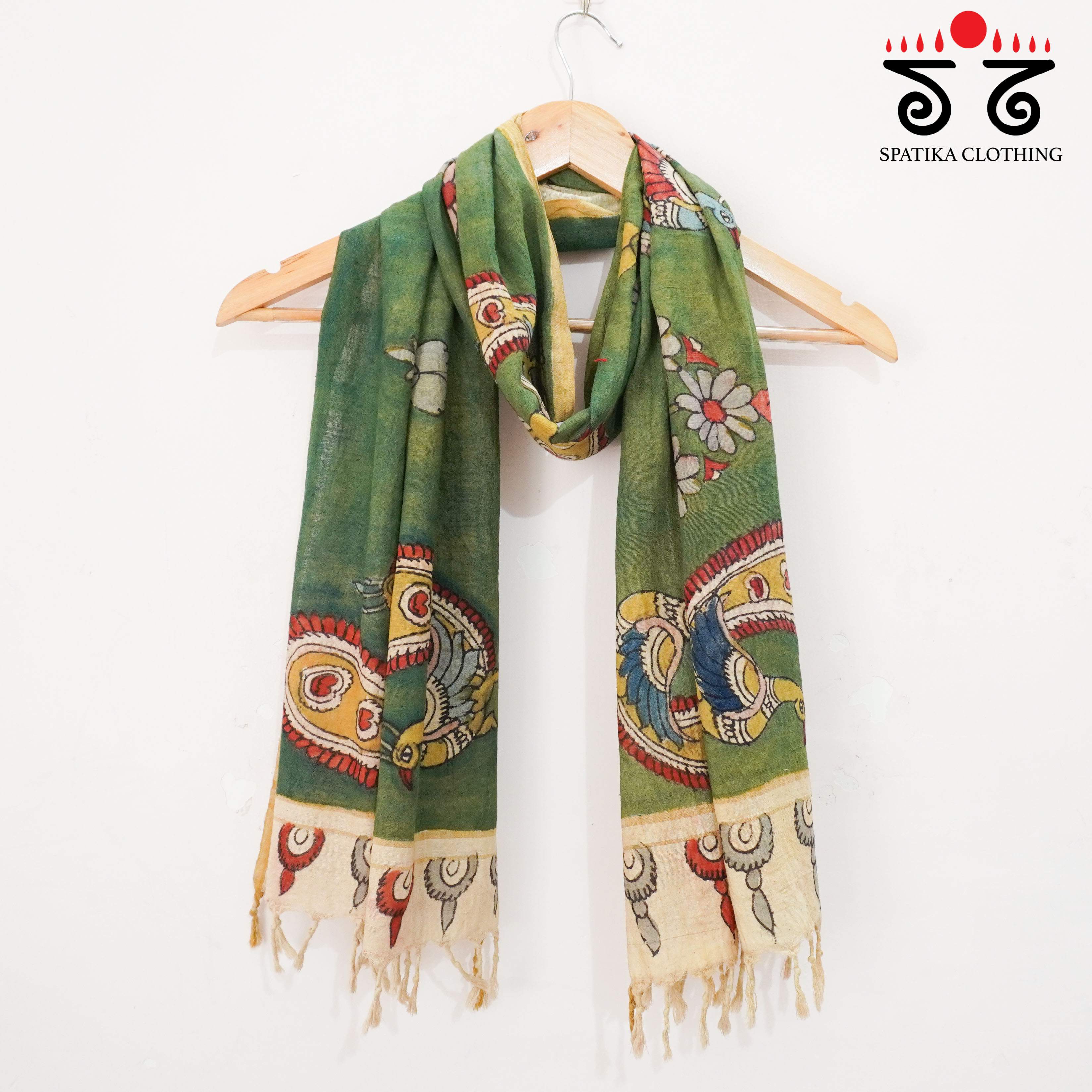 Green Kalamkari Ponduru Stole