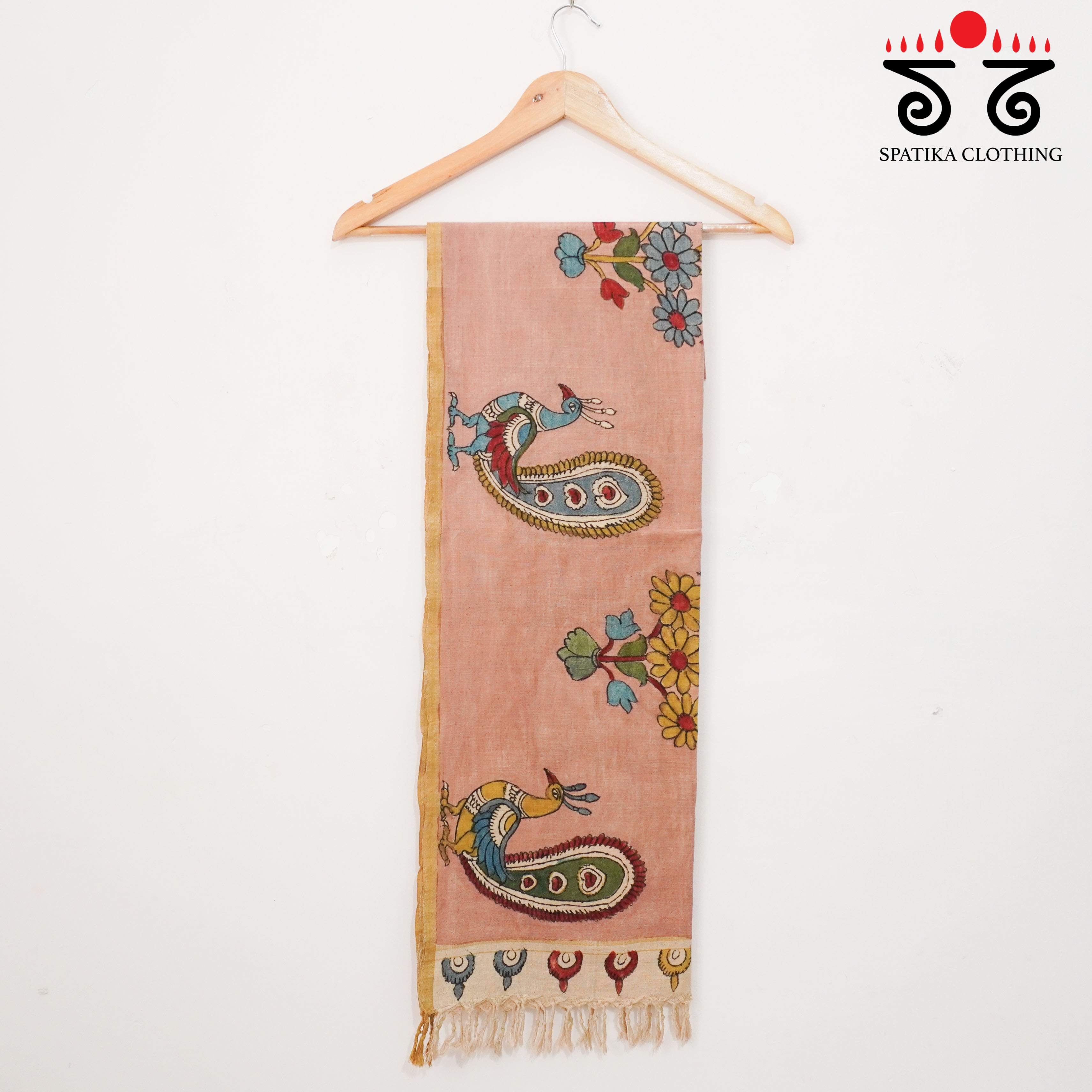 Pink Kalamkari Ponduru Stole