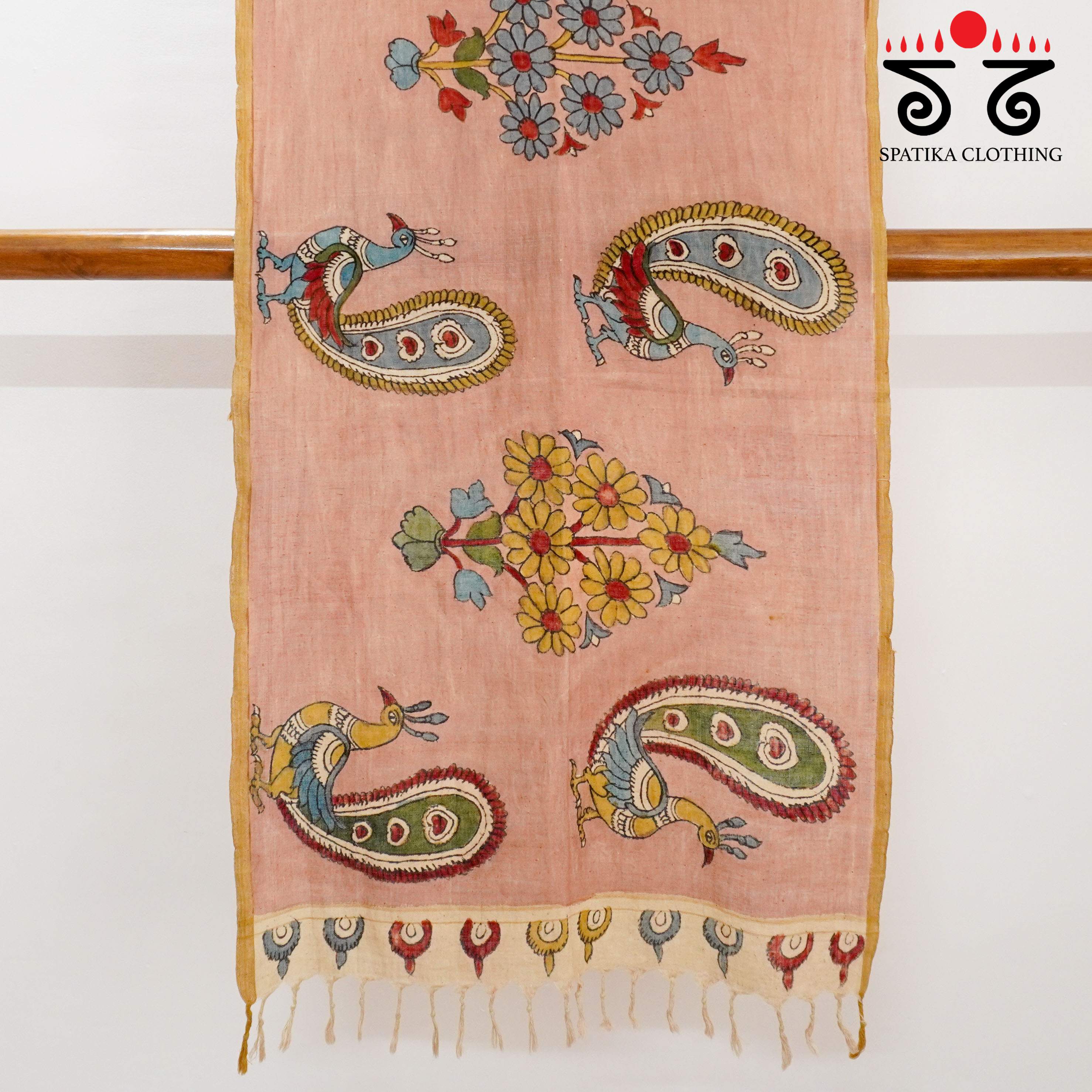 Pink Kalamkari Ponduru Stole