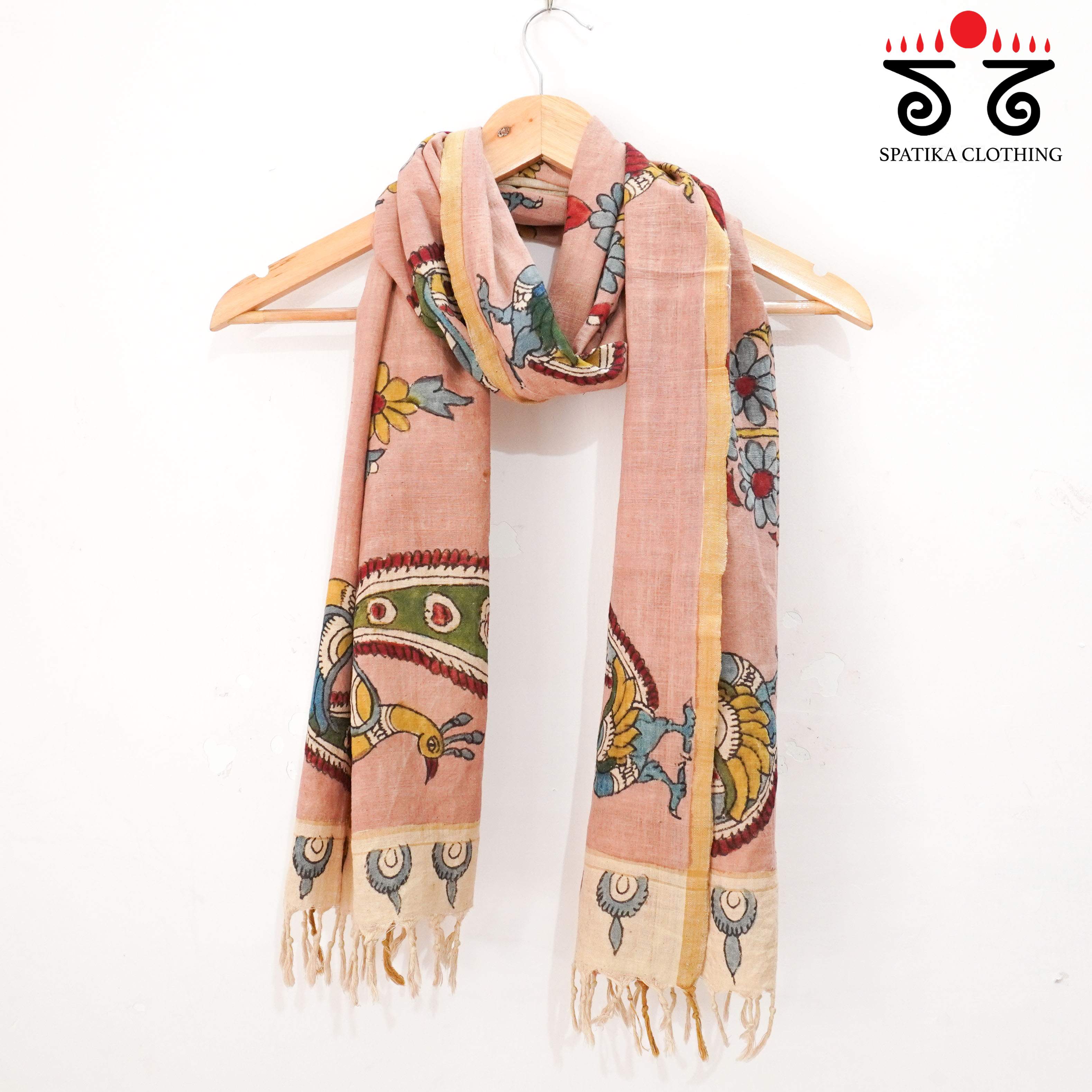 Pink Kalamkari Ponduru Stole