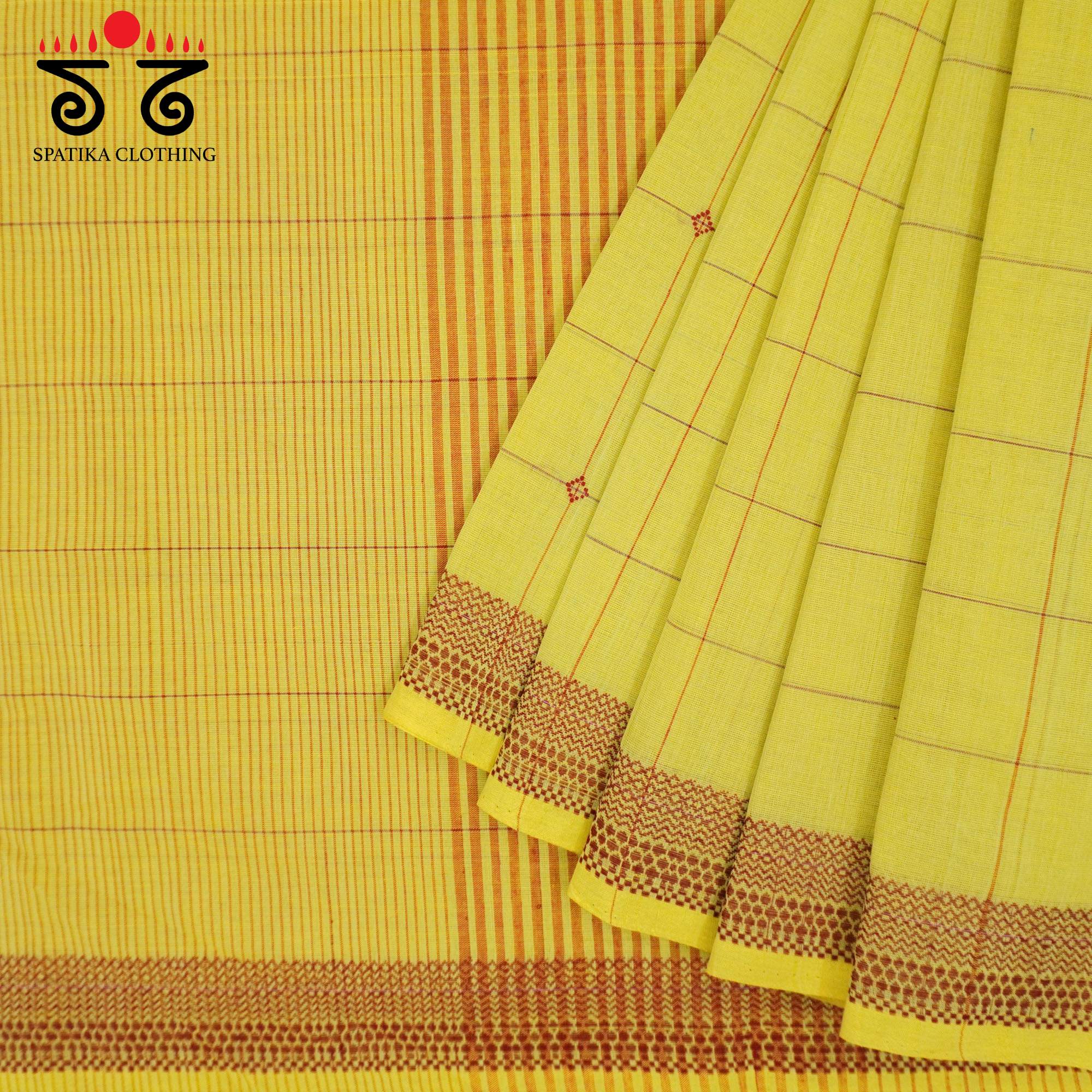 Light Yellow Andhra Handwoven Cotton Saree