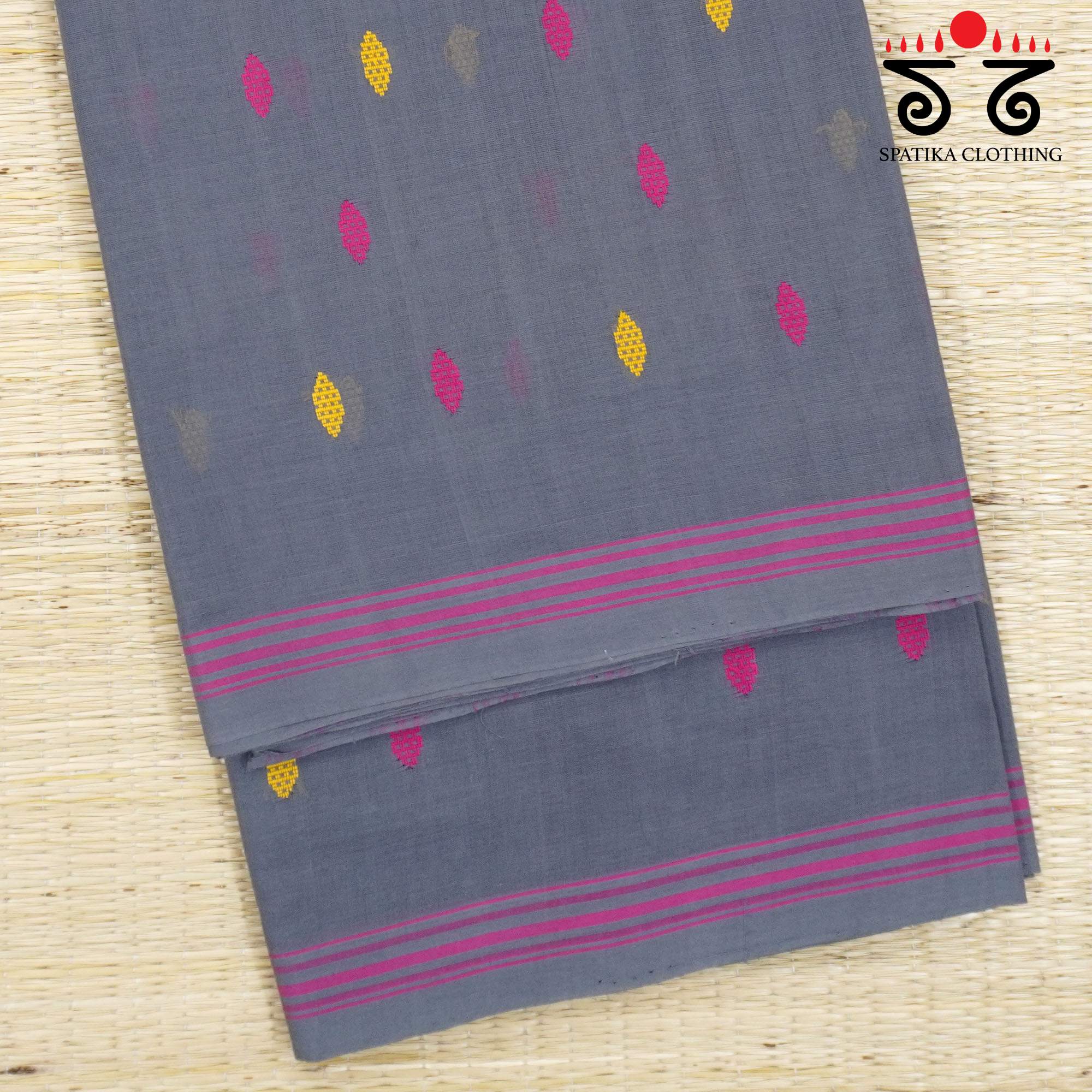 Grey Andhra Handwoven Cotton Saree