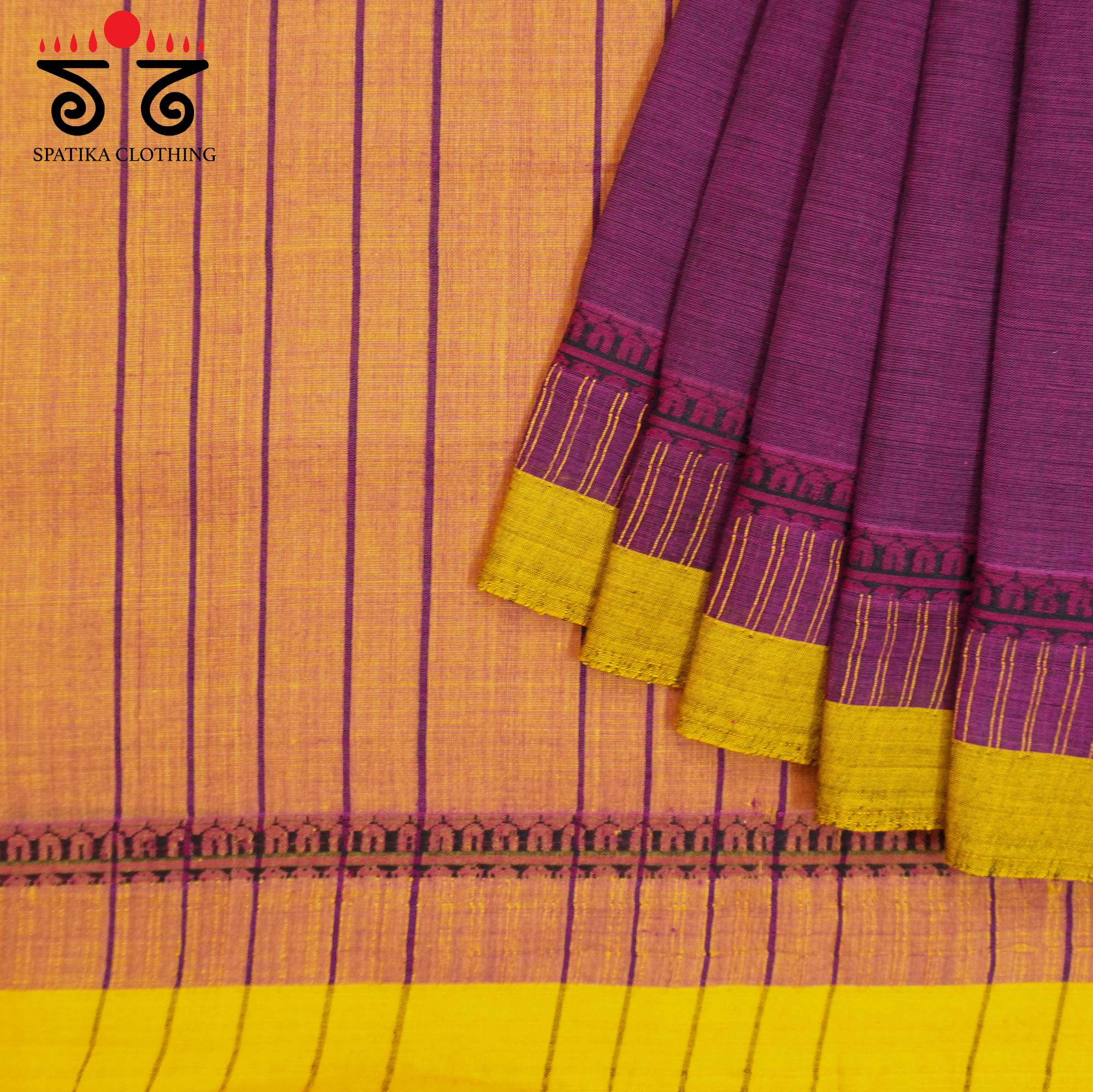 Wine Andhra Handwoven Cotton Saree